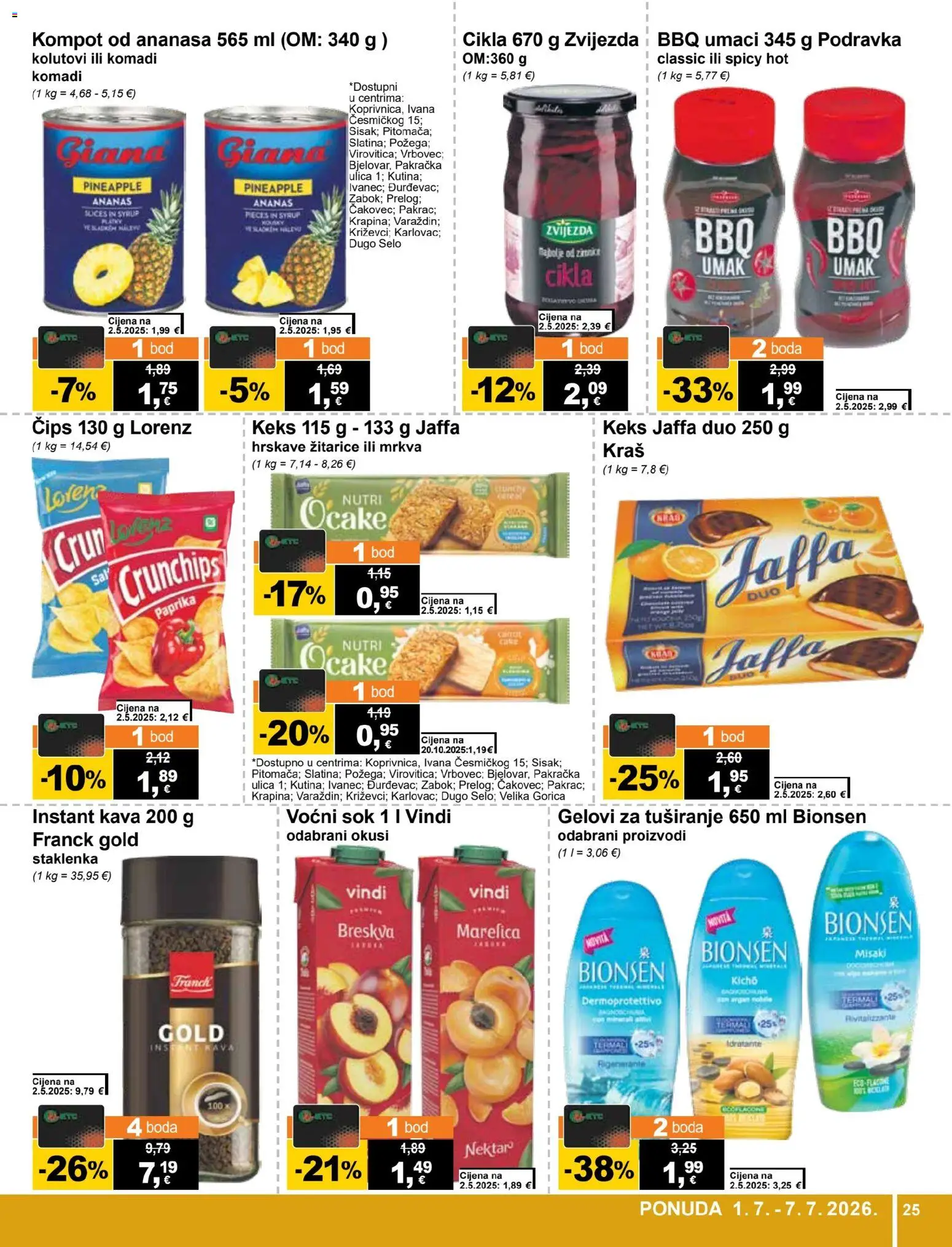 KTC katalog | vrijedi od 01.07.2026 | Stranica: 25 | Proizvodi: Keks, Cikla, Breskva, Kompot