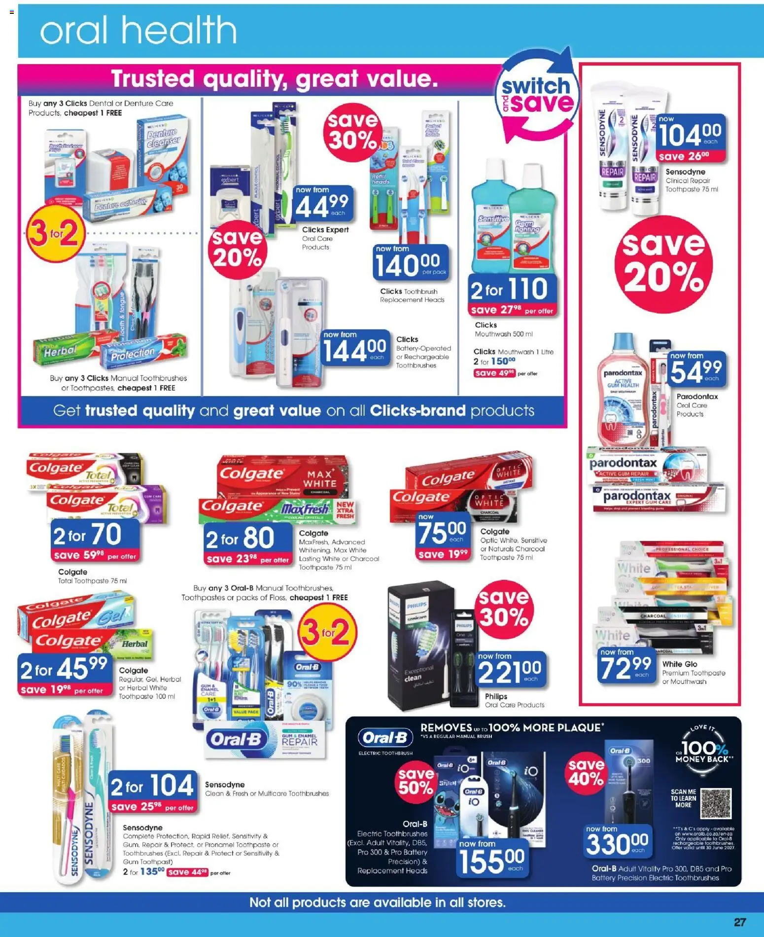 New Clicks catalogue – valid from 11/08/2026 | Page: 27 | Products: Electric toothbrush, Switch, Enamel, Toothpaste