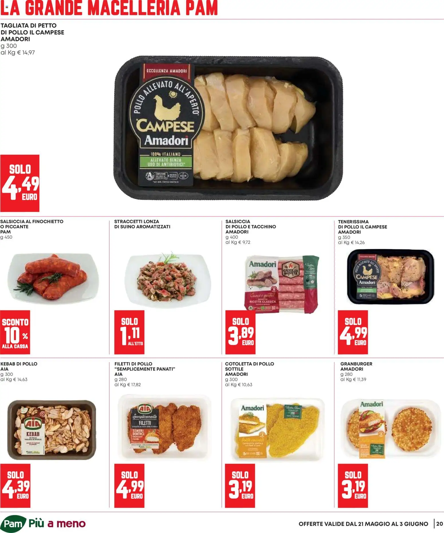 Volantino Panorama del 21.05.2026 | Pagina: 20 | Prodotti: Petto di Pollo, Suino, Tacchino, Salsiccia