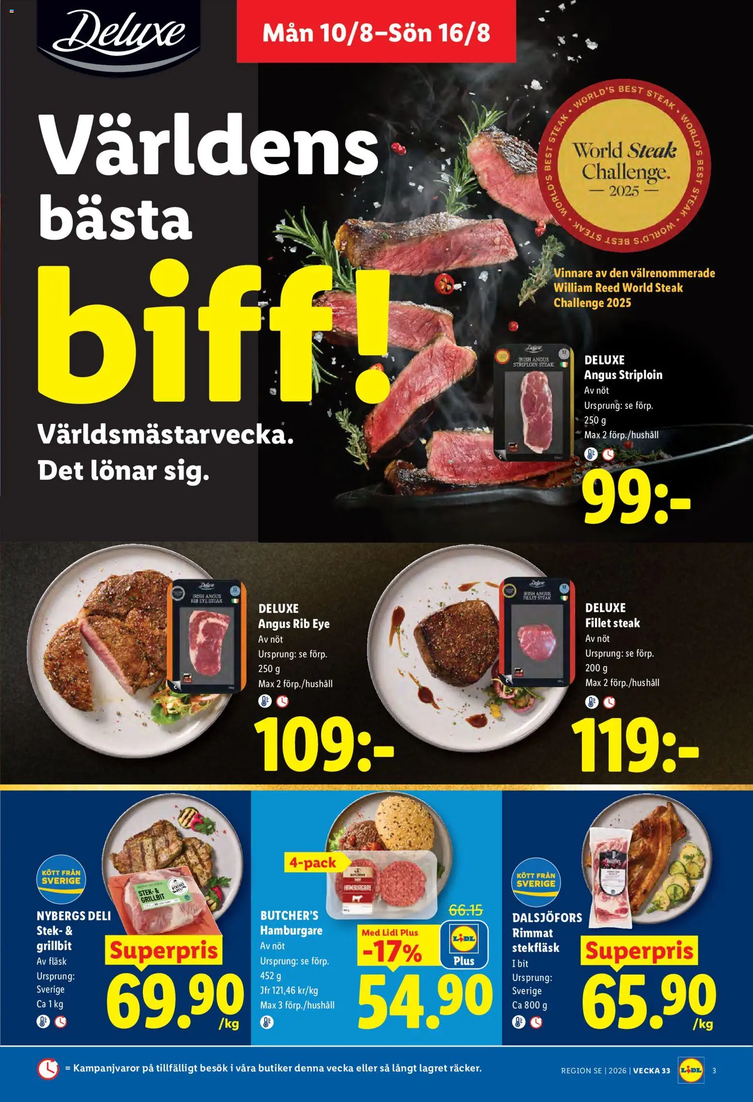 Lidl reklamblad aktuell från 10/08/2026 | Sida: 3 | Produkter: Grill, Bacon, Hamburgare, Fläsk