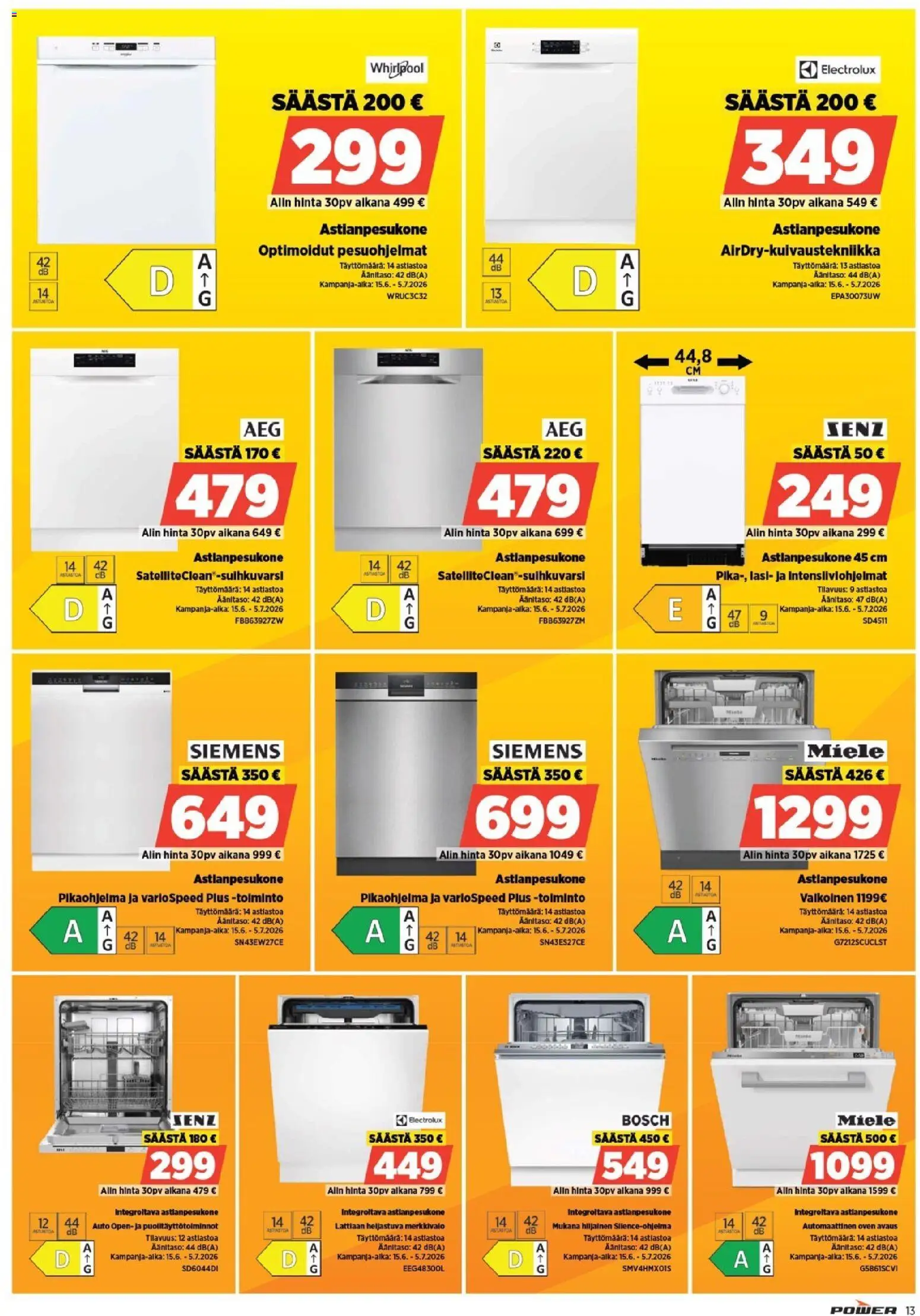 Power tarjoukset – voimassa 15.06.2026 alkaen | Sivu: 13 | Tuotteet: Astianpesukone