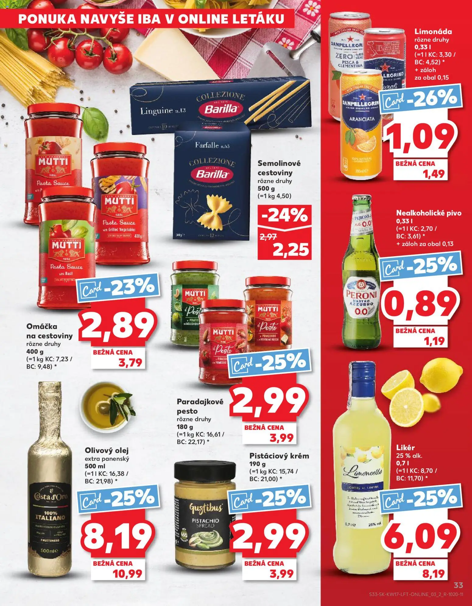 Nové Kaufland akcie – leták je platný od 23.04.2026 | Strana: 33 | Produkty: Olej, Olivový olej, Omáčka, Nealkoholické pivo