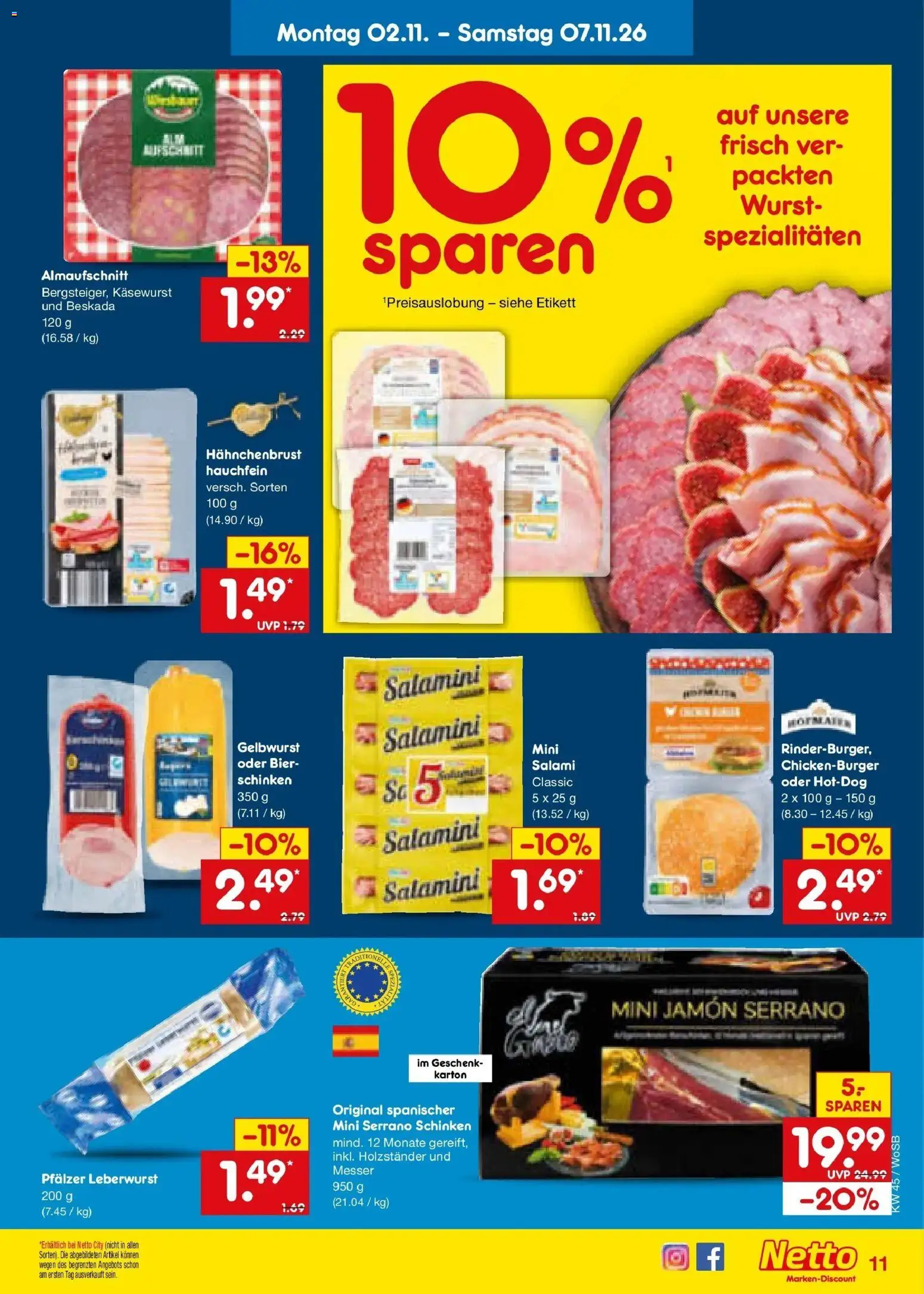 Netto Marken-Discount Prospekt Ludwigshafen-Edigheim – gültig ab 02.11.2026 | Seite: 17 | Produkte: Bier, Wurst, Serrano schinken, Schinken