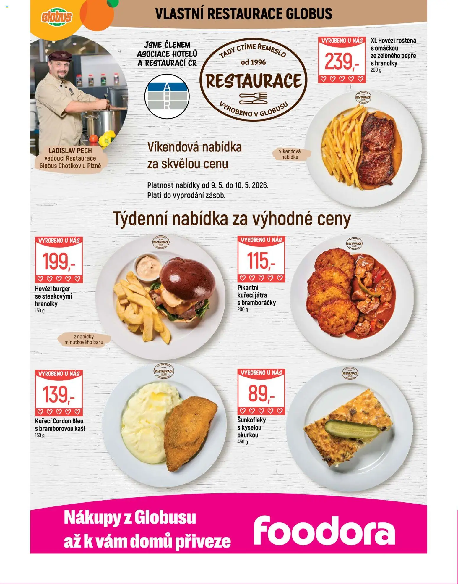 Globus leták - Plzeň od 06.05.2026 | Strana: 7 | Produkty: Burger, Cordon Bleu, Globus, Kuřecí Játra
