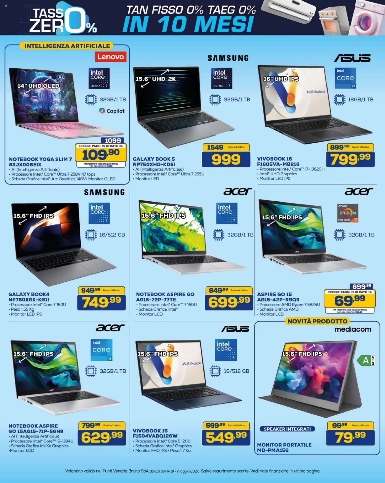 Volantino BRUNO del 23.04.2026 | Pagina: 14 | Prodotti: Monitor, Notebook, Speaker, Samsung