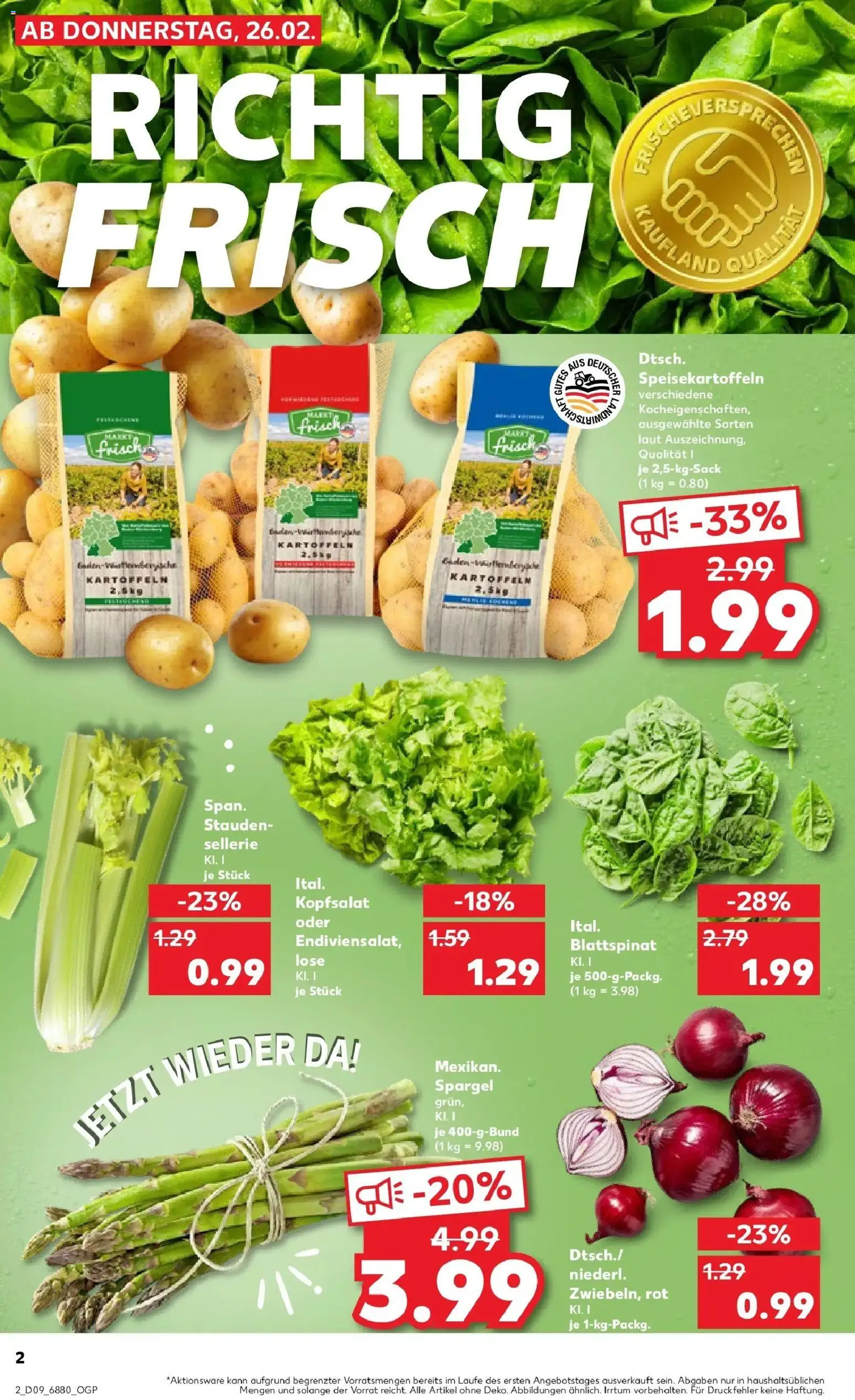Kaufland prospekt Pfullingen	 – gültig ab 26.02.2026 | Seite: 2 | Produkte: Spargel, Kartoffeln
