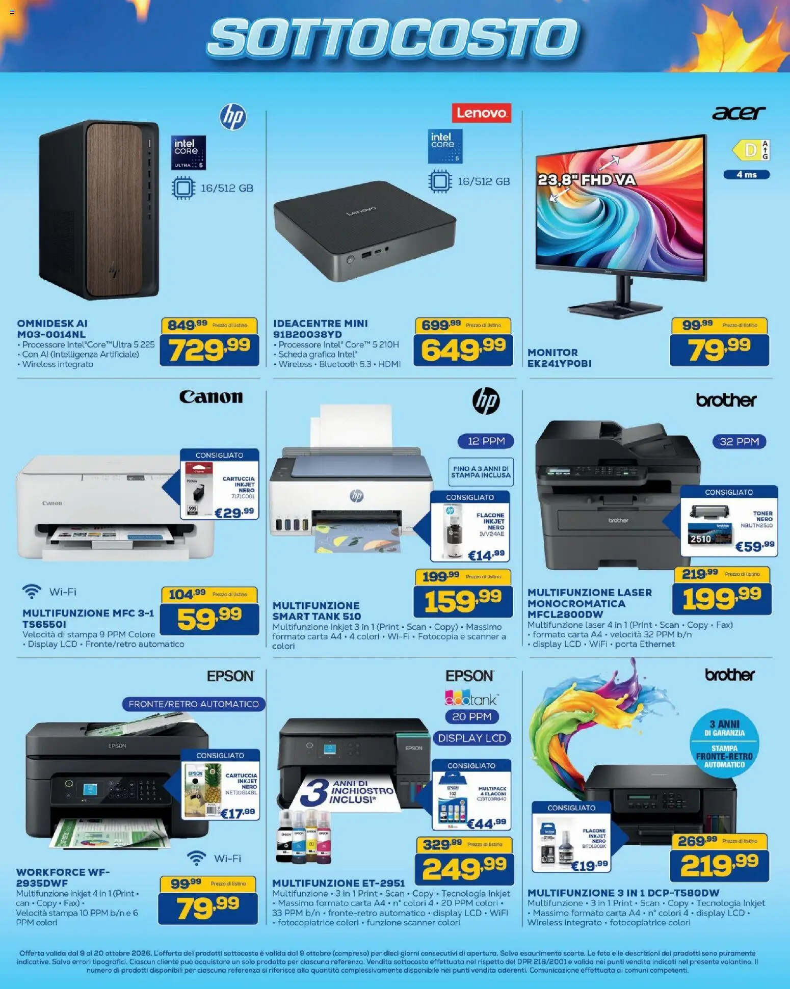 Volantino BRUNO del 09/10/2026 | Pagina: 18 | Prodotti: Monitor, Porta, Toner, Stampa