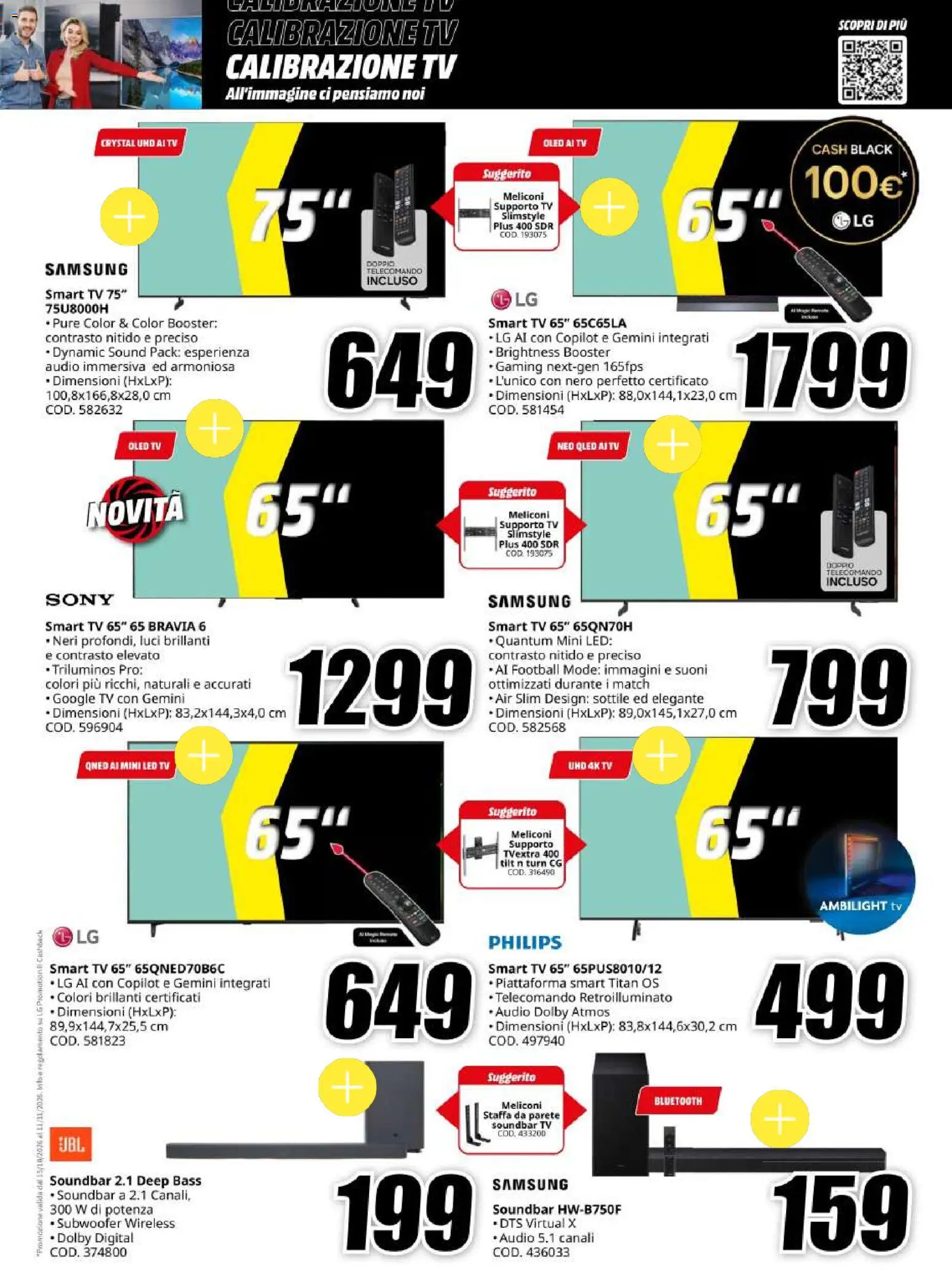 Volantino Media World del 30/10/2026 | Pagina: 15 | Prodotti: smart TV, TV, Audio, Samsung