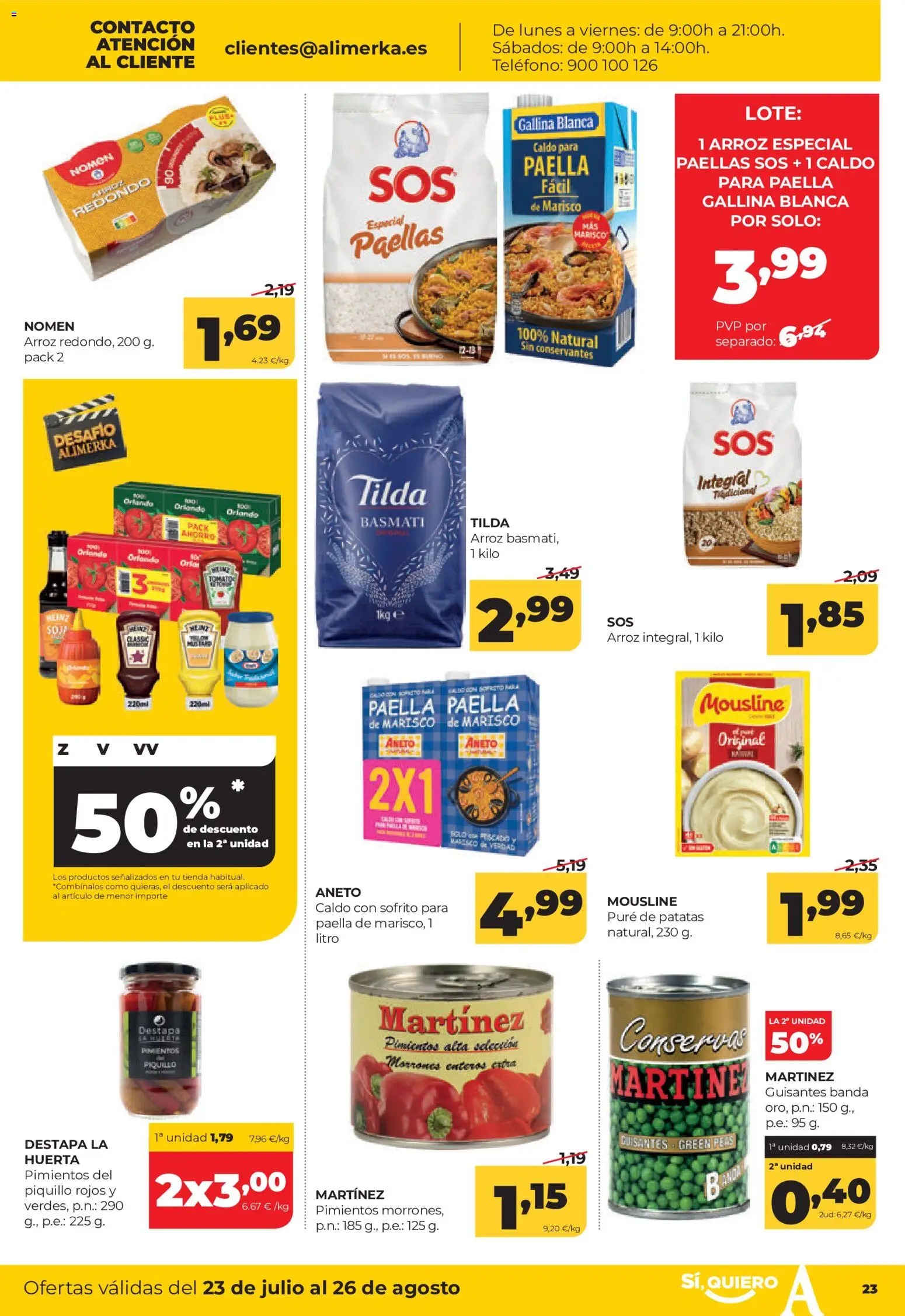 Alimerka folleto Asturias │ válido desde el 23/07/2026 | Página: 23 | Productos: Arroz, Pescado, Teléfono
