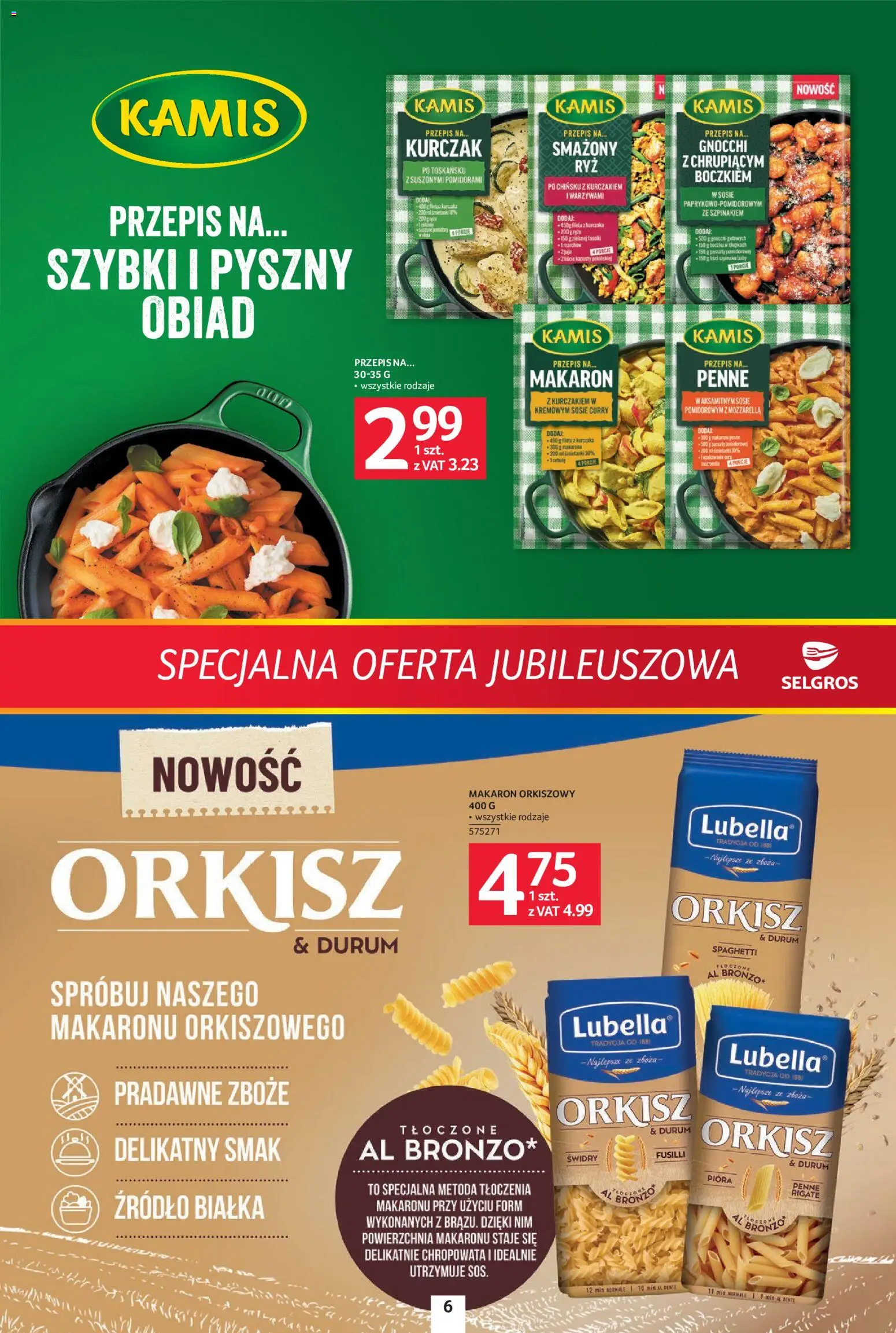 Selgros cash&carry gazetka - Specjalna Oferta Jubileuszowa od 08.10.2026 | Strona: 6 | Produkty: Makaron orkiszowy, Zboża, Gnocchi, Mozzarella