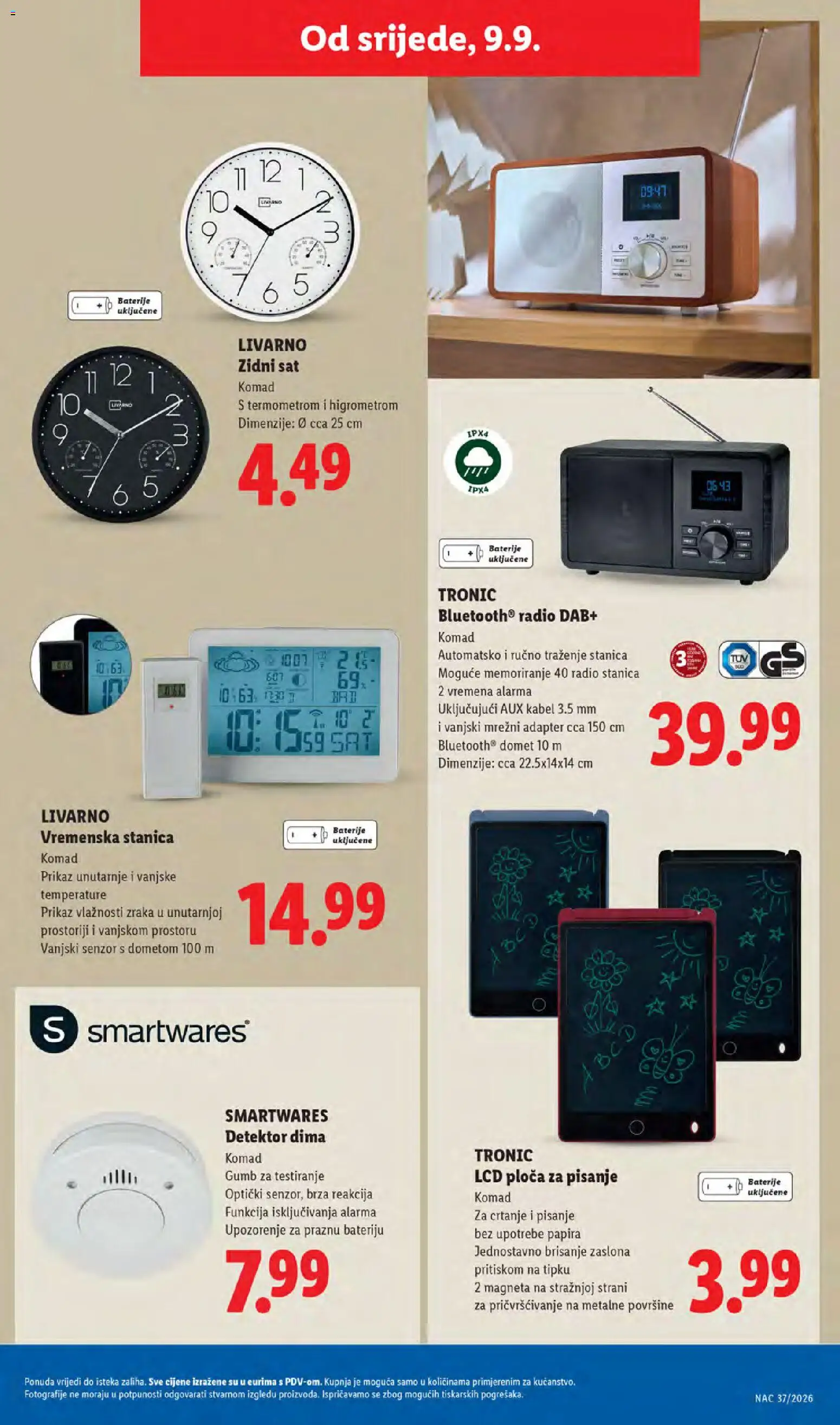 Lidl katalog | vrijedi od 07.09.2026 | Stranica: 53 | Proizvodi: Zidni sat, Sat, Radio, Adapter