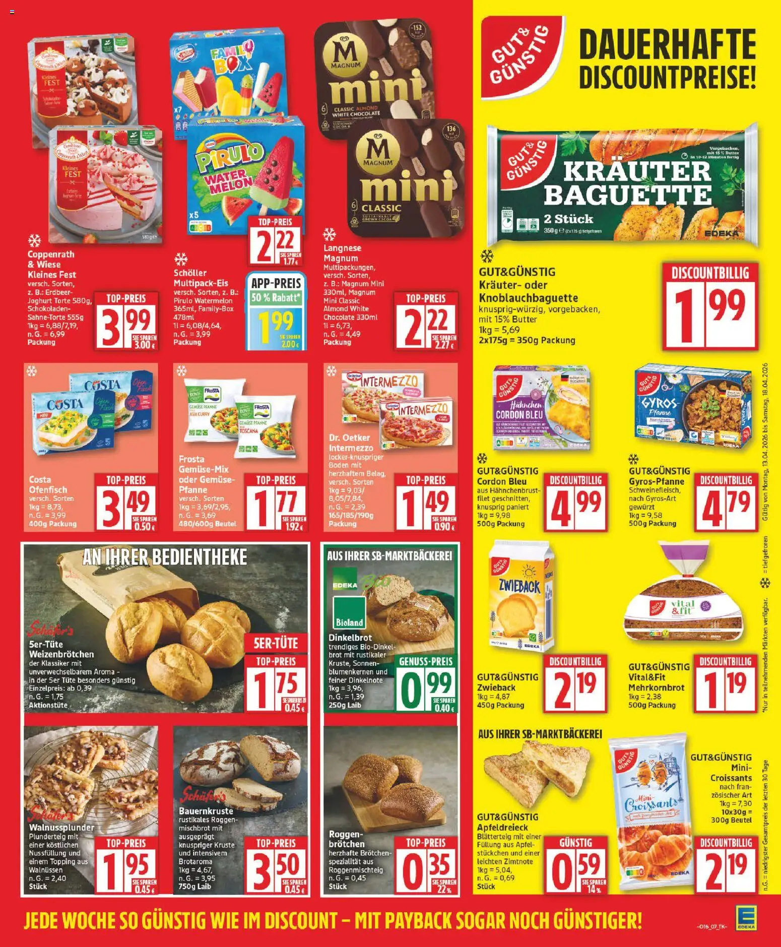Edeka Prospekt 	 – gültig ab 13.04.2026 | Seite: 7 | Produkte: Langnese, Butter, Gemüse, Pizza