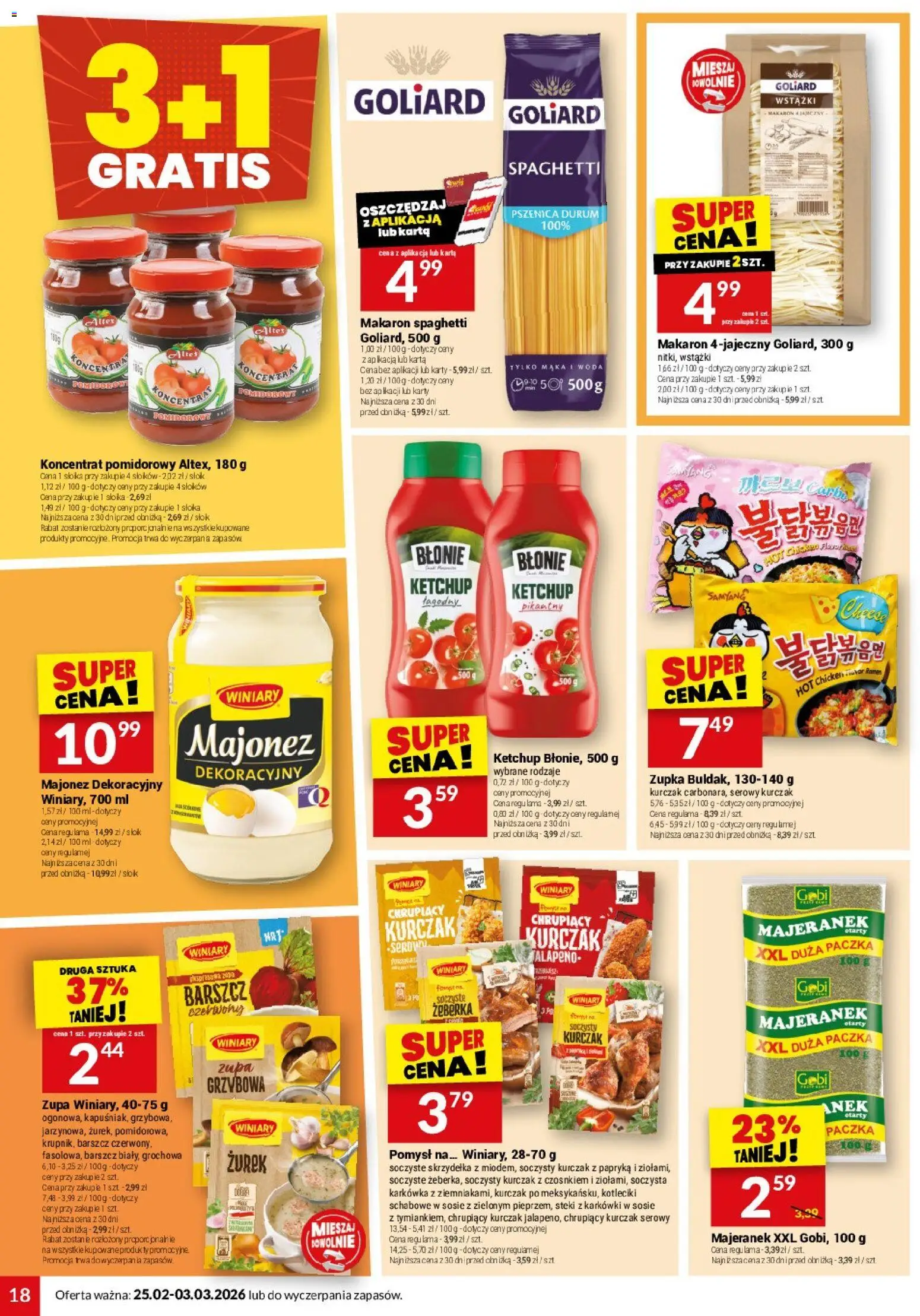 Twój Market Gazetka od 25.02.2026 | Strona: 18 | Produkty: Steki, Makaron spaghetti, Makaron, Majonez