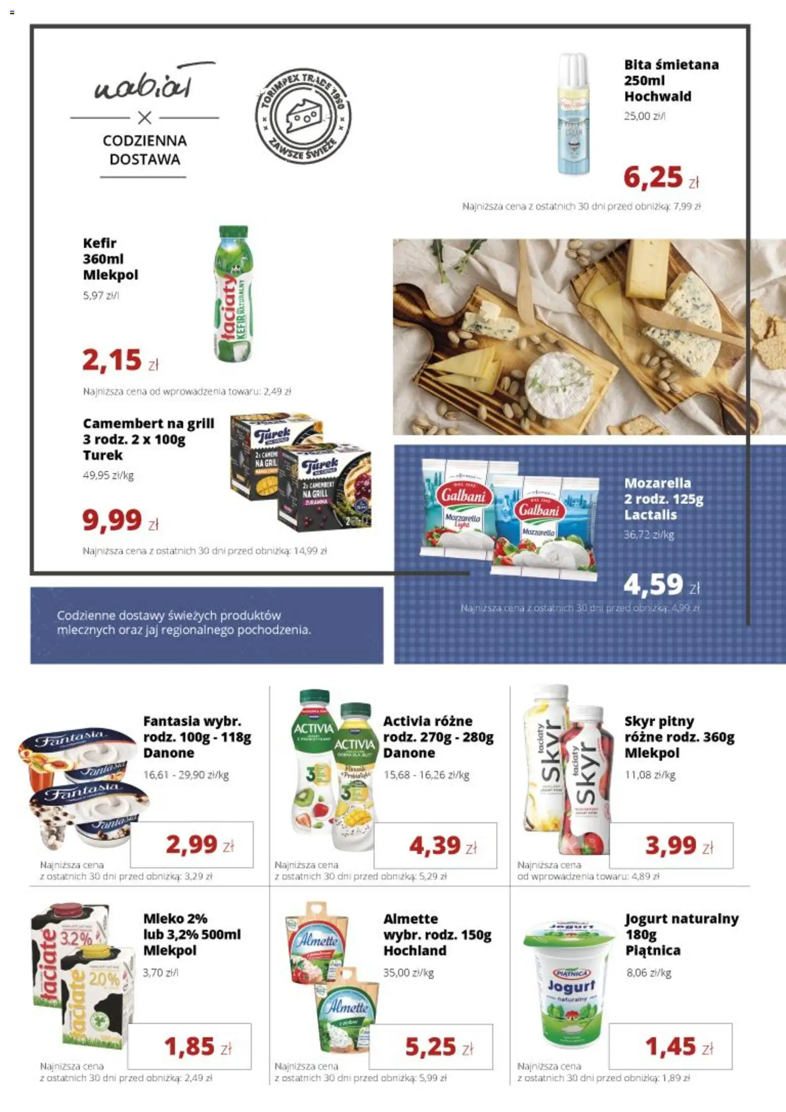 Torimpex gazetka od 18.05.2026 | Strona: 2 | Produkty: Kefir, Jogurt naturalny, Camembert, Mozzarella