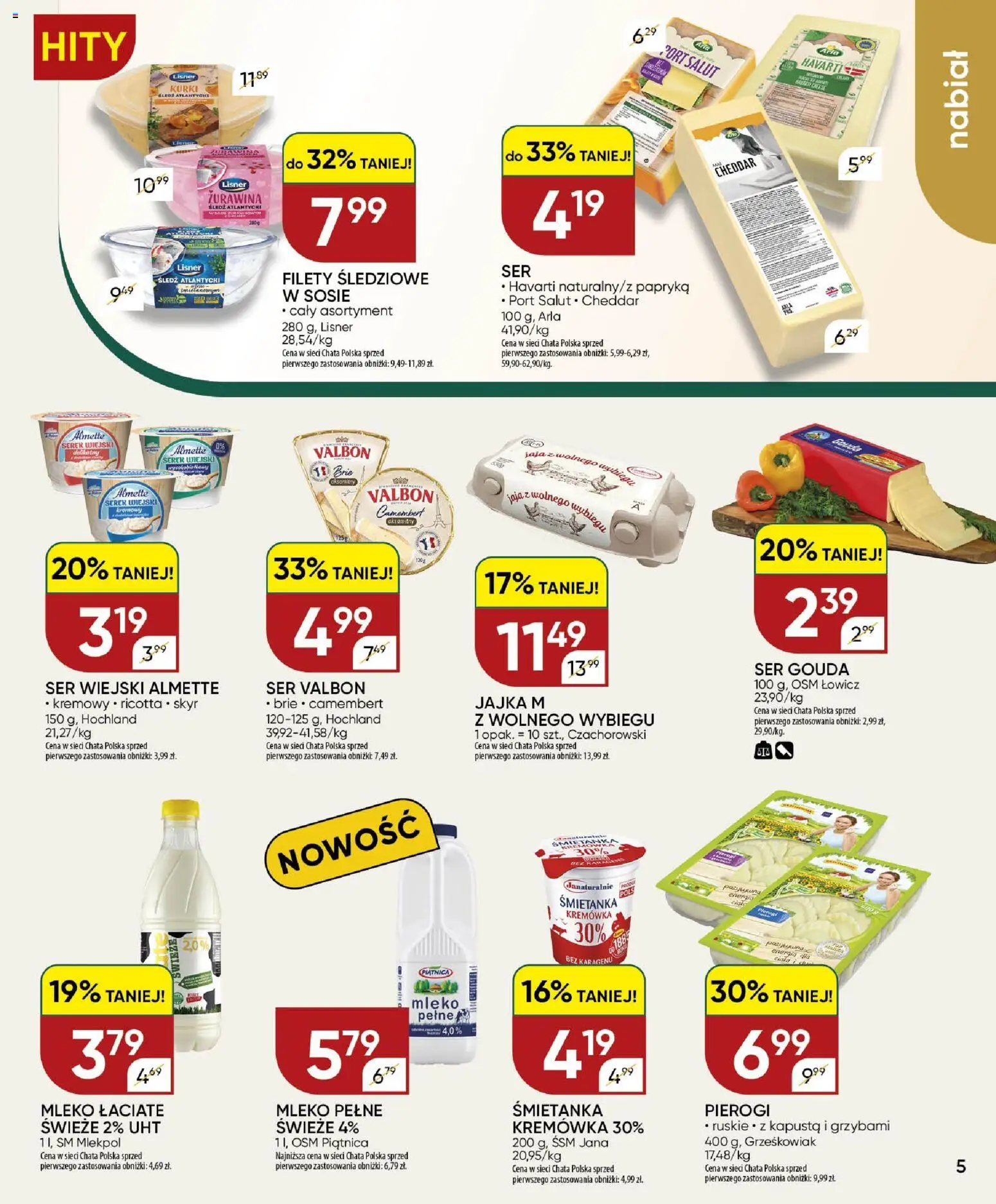 Chata Polska gazetka od 18.06.2026 | Strona: 5 | Produkty: Serek, Serek wiejski, Jajka, Ser gouda