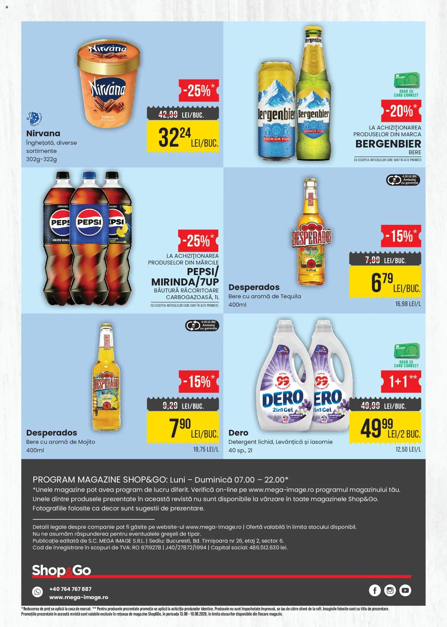 Noul catalog Mega Image – valabil de la 13.08.2026 | Pagină: 4 | Produse: Zero, Premium, Desperados, Detergent