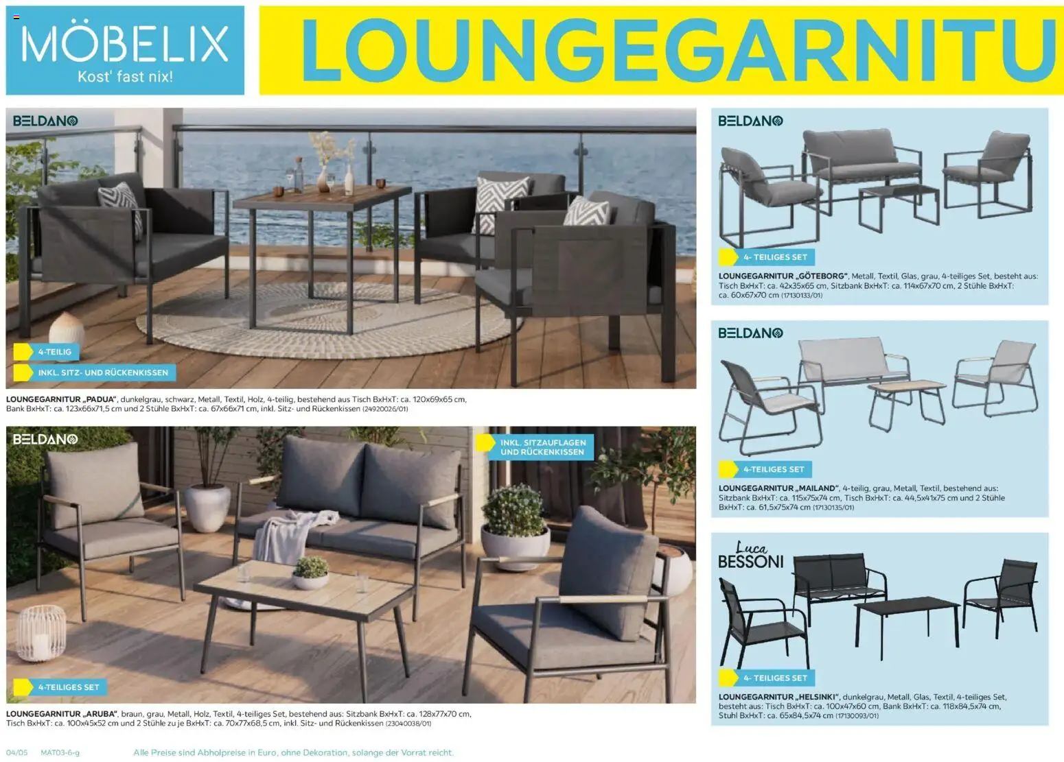 Möbelix Gartenmöbel Mistelbach, Zams, Zell Am See gültig ab 13.04.2026 | Seite: 4 | Produkte: Tisch, Stuhl