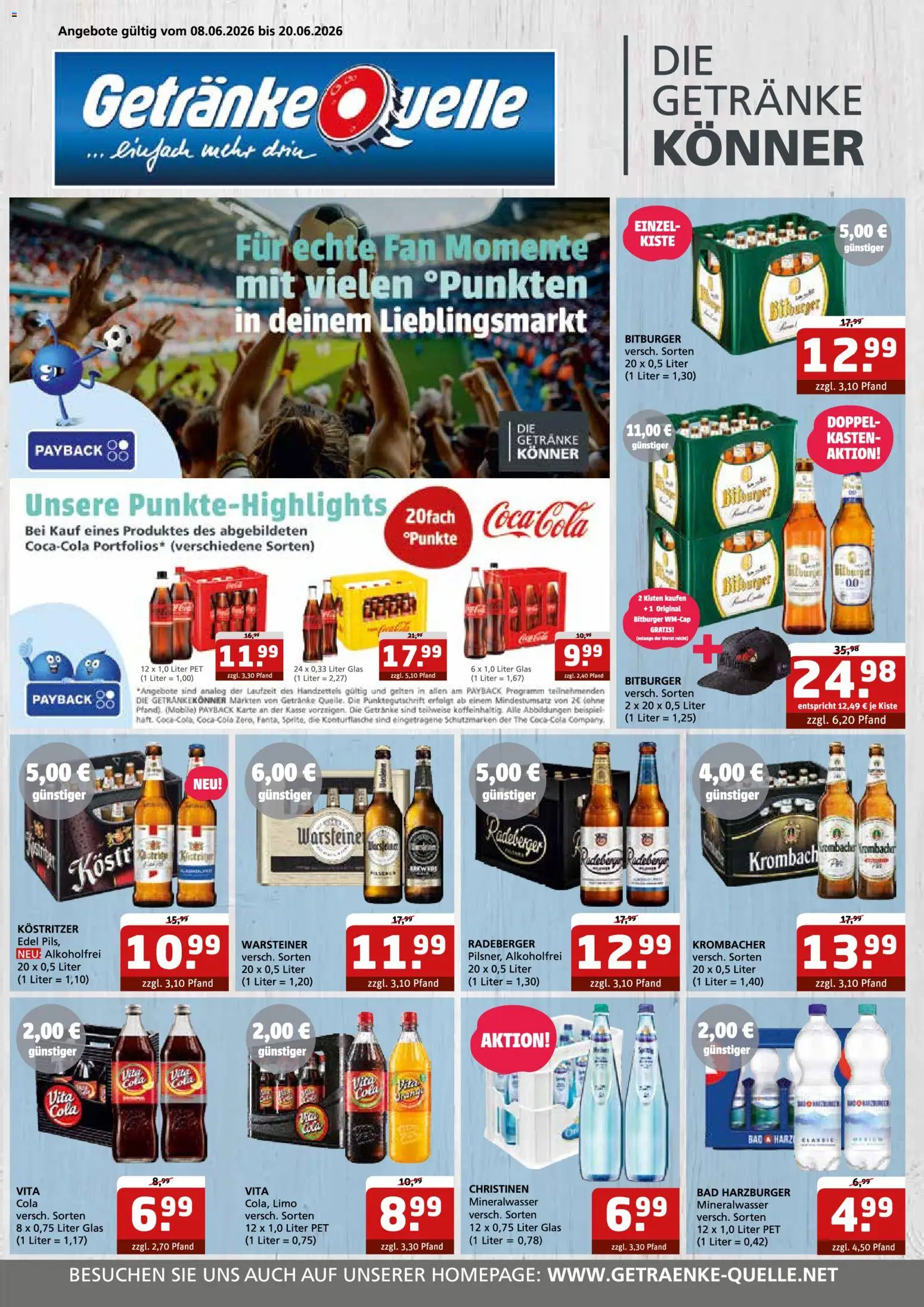 Getränke Quelle Prospekt – gültig ab 07.06.2026 | Seite: 1 | Produkte: Kostritzer, Bad, Vita cola, Krombacher