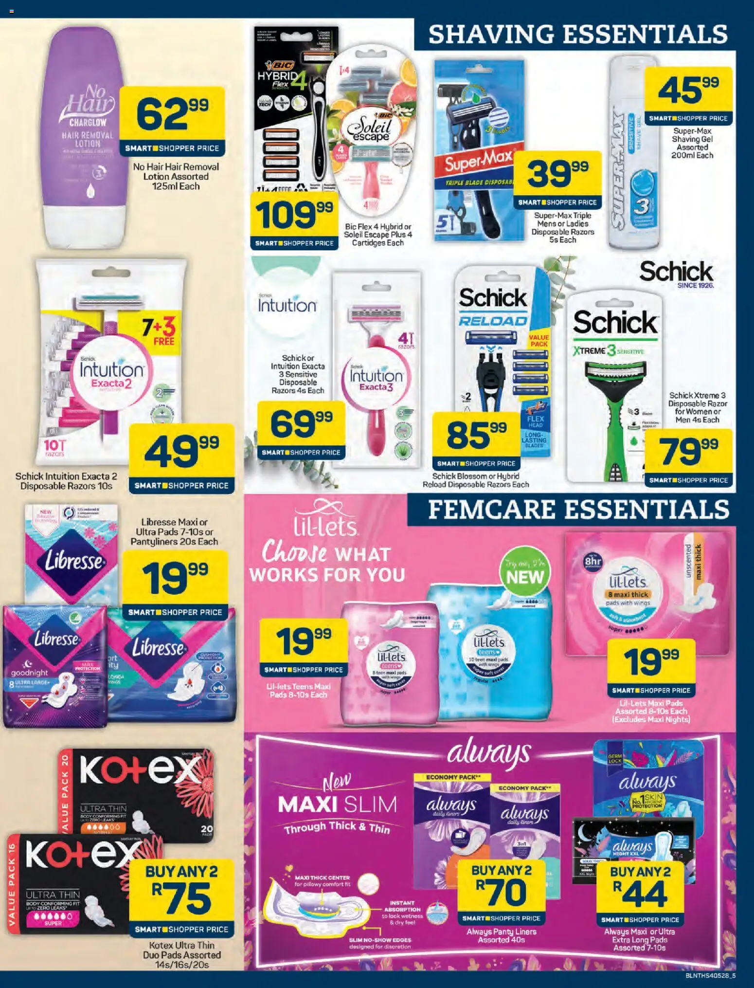 New Pick n Pay catalogue – valid from 25.05.2026 | Page: 5 | Products: Lock, Pads, Panty liners, Lotion