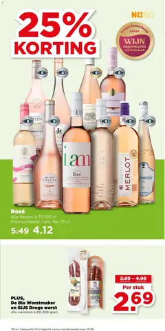 De Bio Worstmaker en GIJS Droge worst, Alle varianten à 90-200 gram - Voorbeeld van een folder van Plus, geldig van 08-07-2026 | Pagina: 35 | Producten: Fles, Worst, Chorizo, Fruit