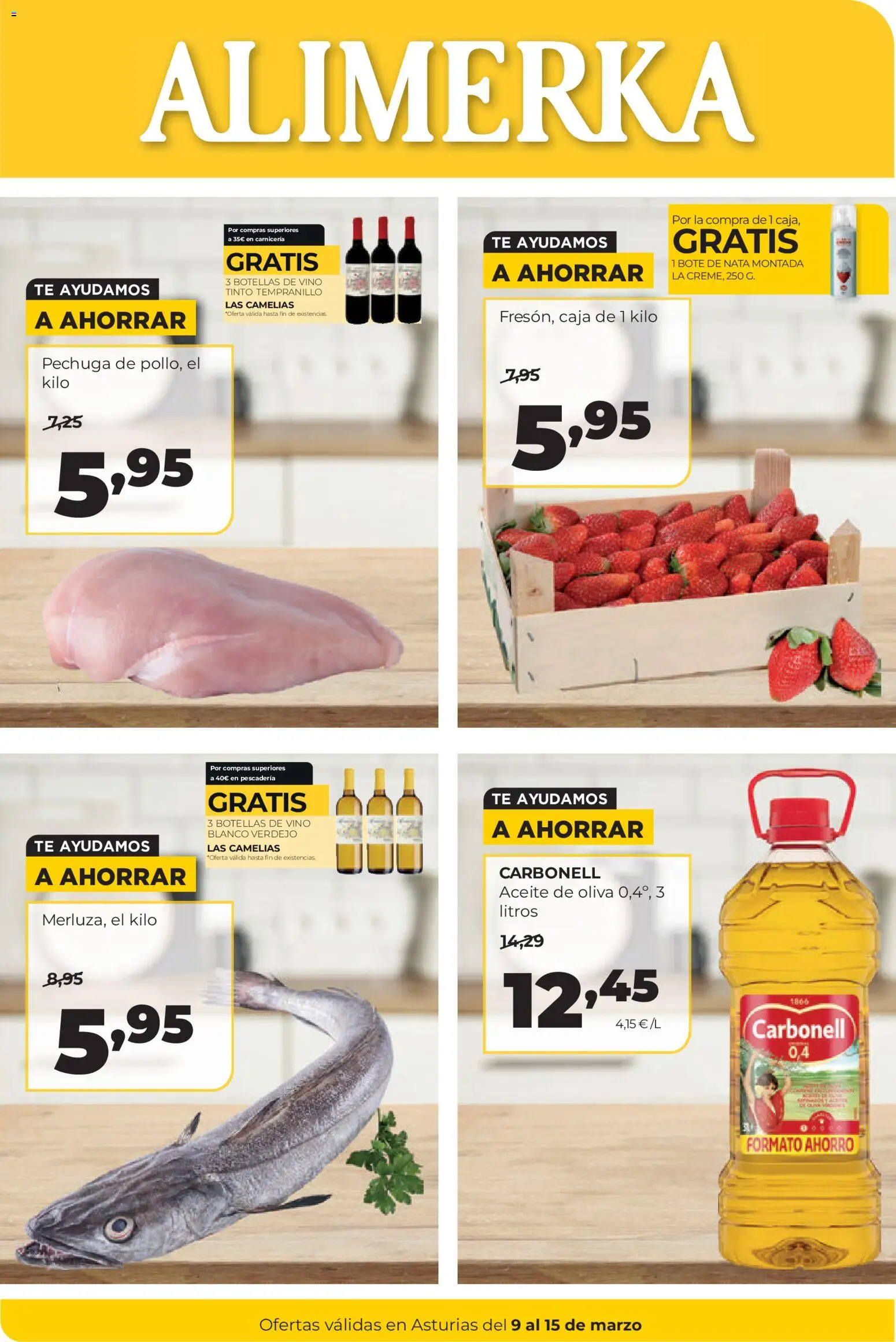 Alimerka folleto Asturias │ válido desde el 09.03.2026 | Página: 1 | Productos: Aceite, Vino, Té, Aceite de oliva