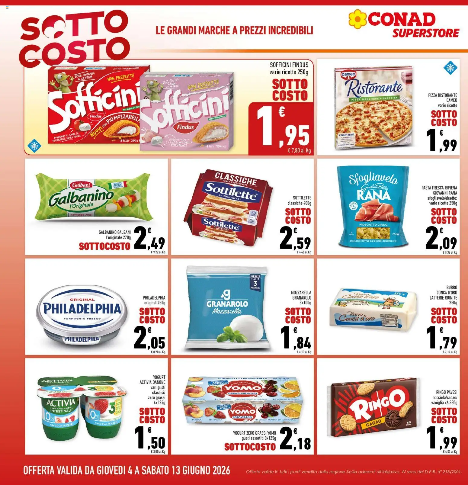 Volantino Conad del 04.06.2026 | Pagina: 2 | Prodotti: Biscotti, Formaggio, Prosciutto, Pesca