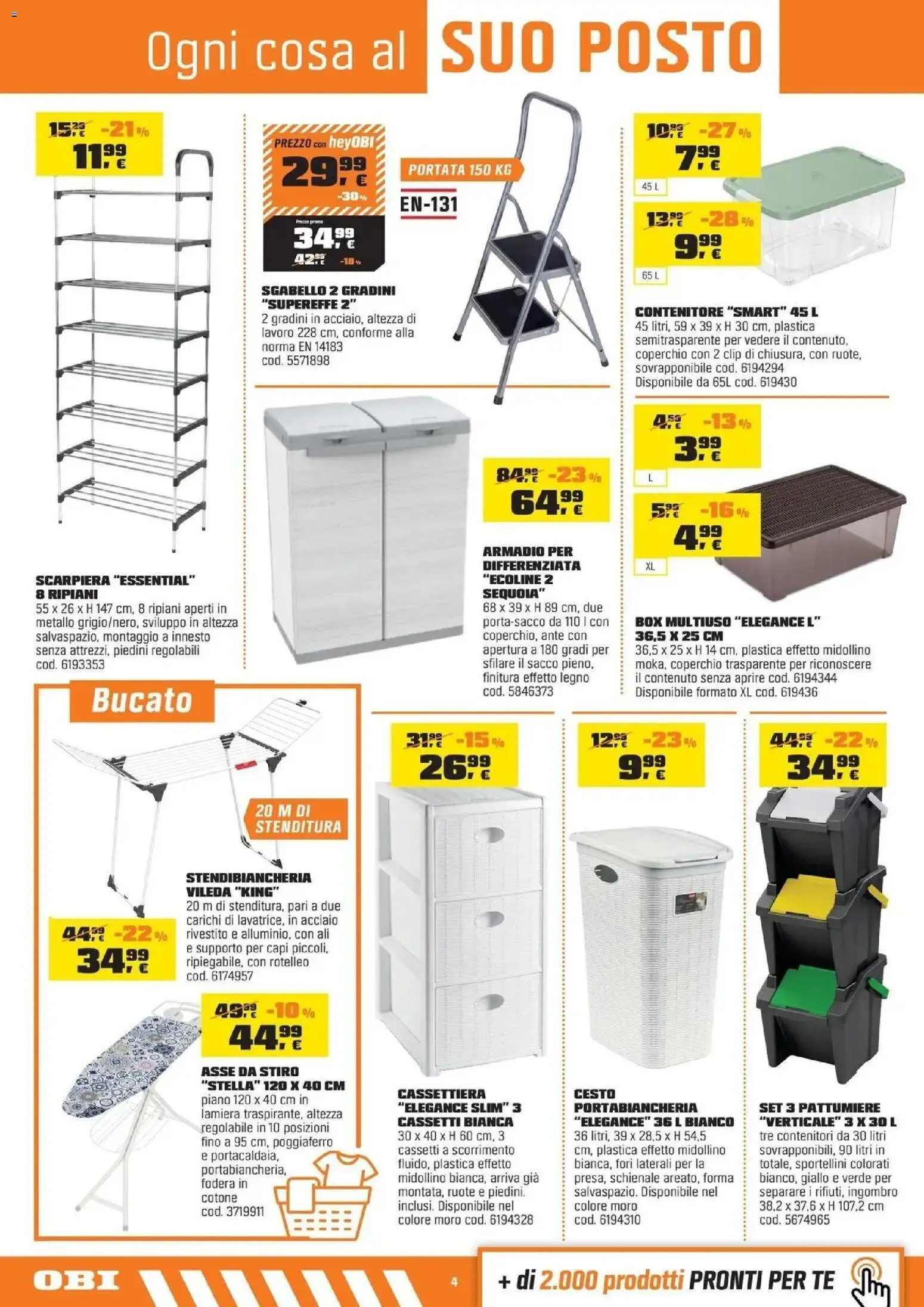Nuovo OBI volantino attuale dal 15/10/2026 > offerte anteprima 🛍️ | Pagina: 4 | Prodotti: Coperchio, Stendibiancheria, Cassettiera, Portabiancheria
