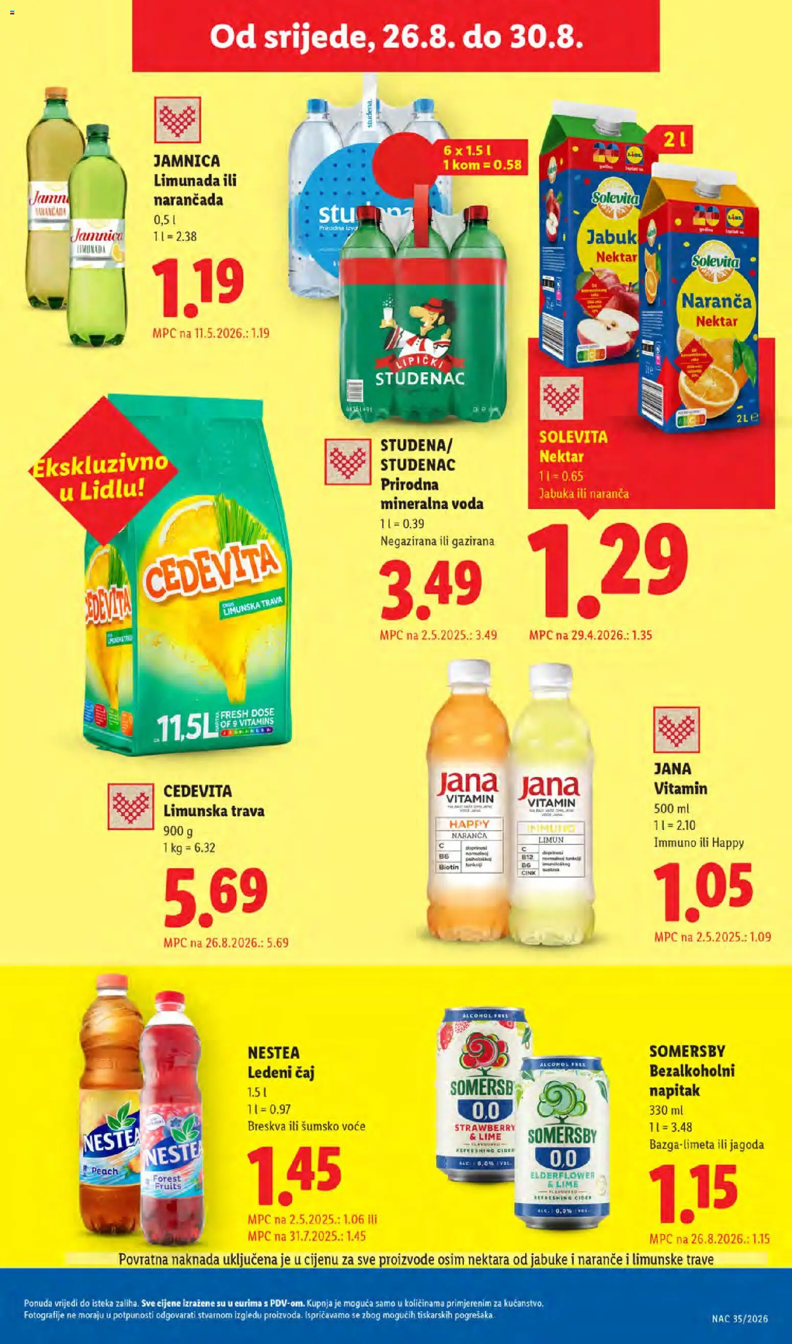 Lidl katalog | vrijedi od 24.08.2026 | Stranica: 55 | Proizvodi: Mineralna voda, Voda, Somersby, Cedevita