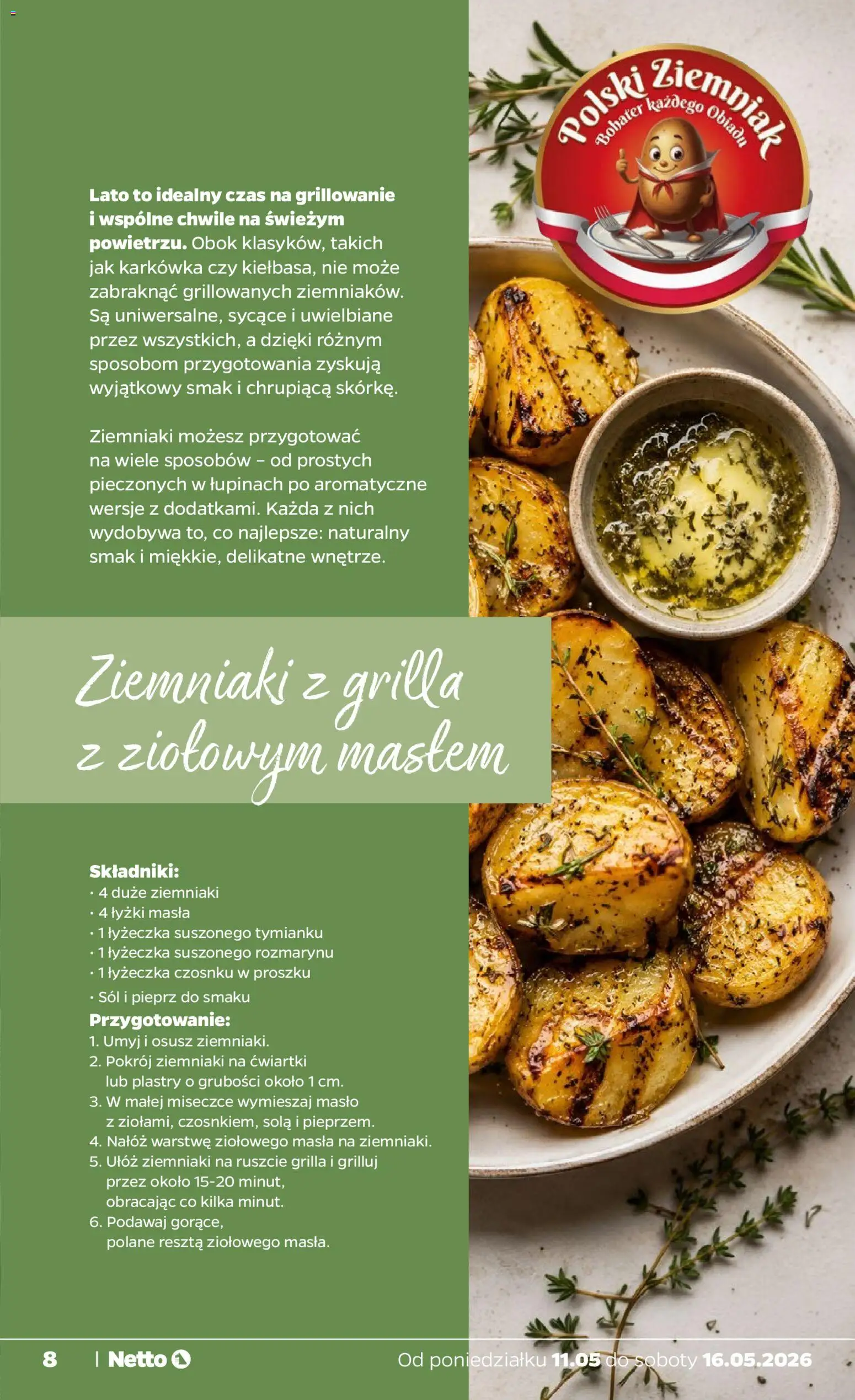 Netto gazetka od poniedziałku spożywcza od 18.05.2026 | Strona: 8 | Produkty: Karkówka, Masło, Ziemniaki, Pieprz
