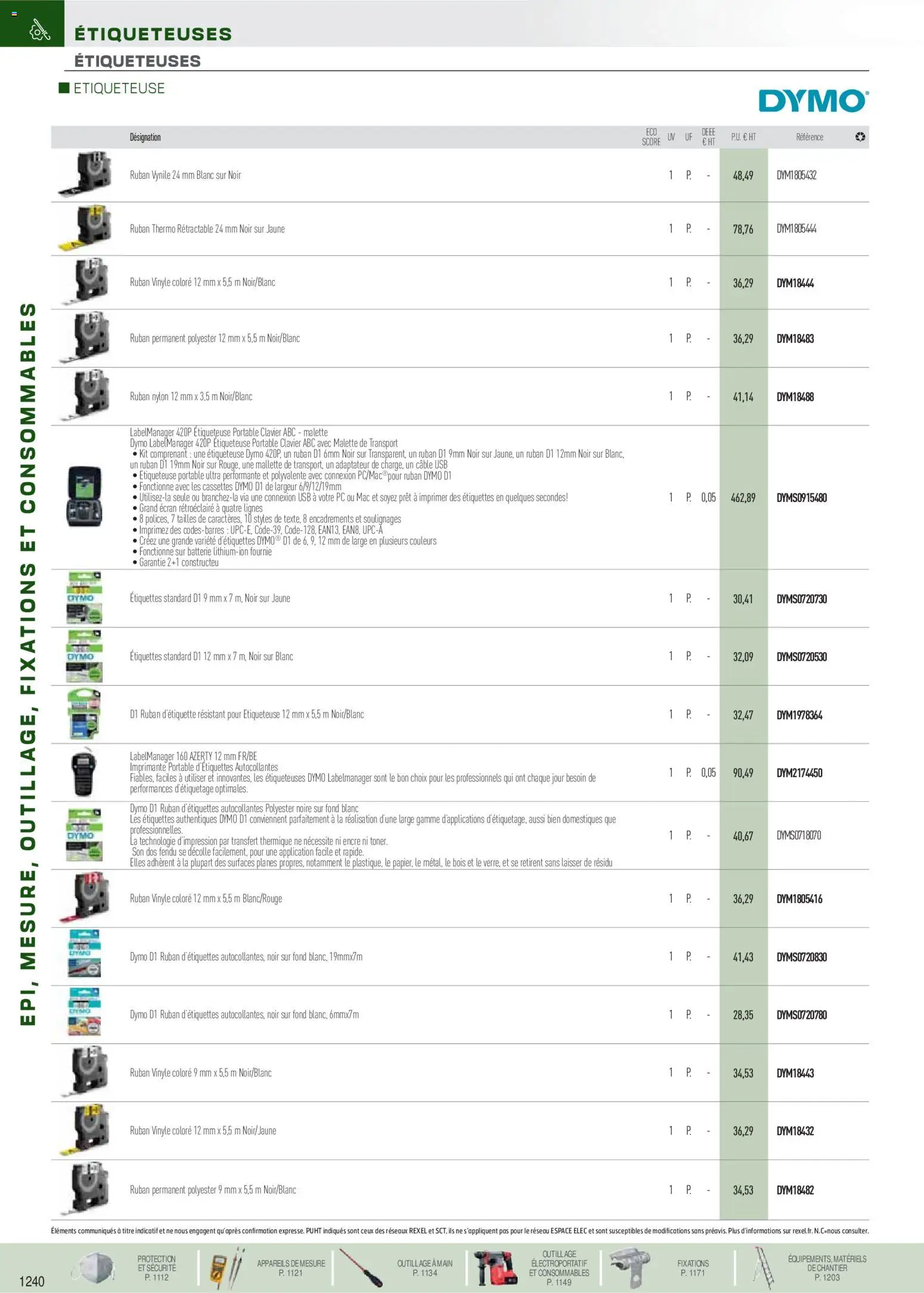 {H1} | Page: 131 | Produits: Câble, Adaptateur, Étiqueteuse, Batterie