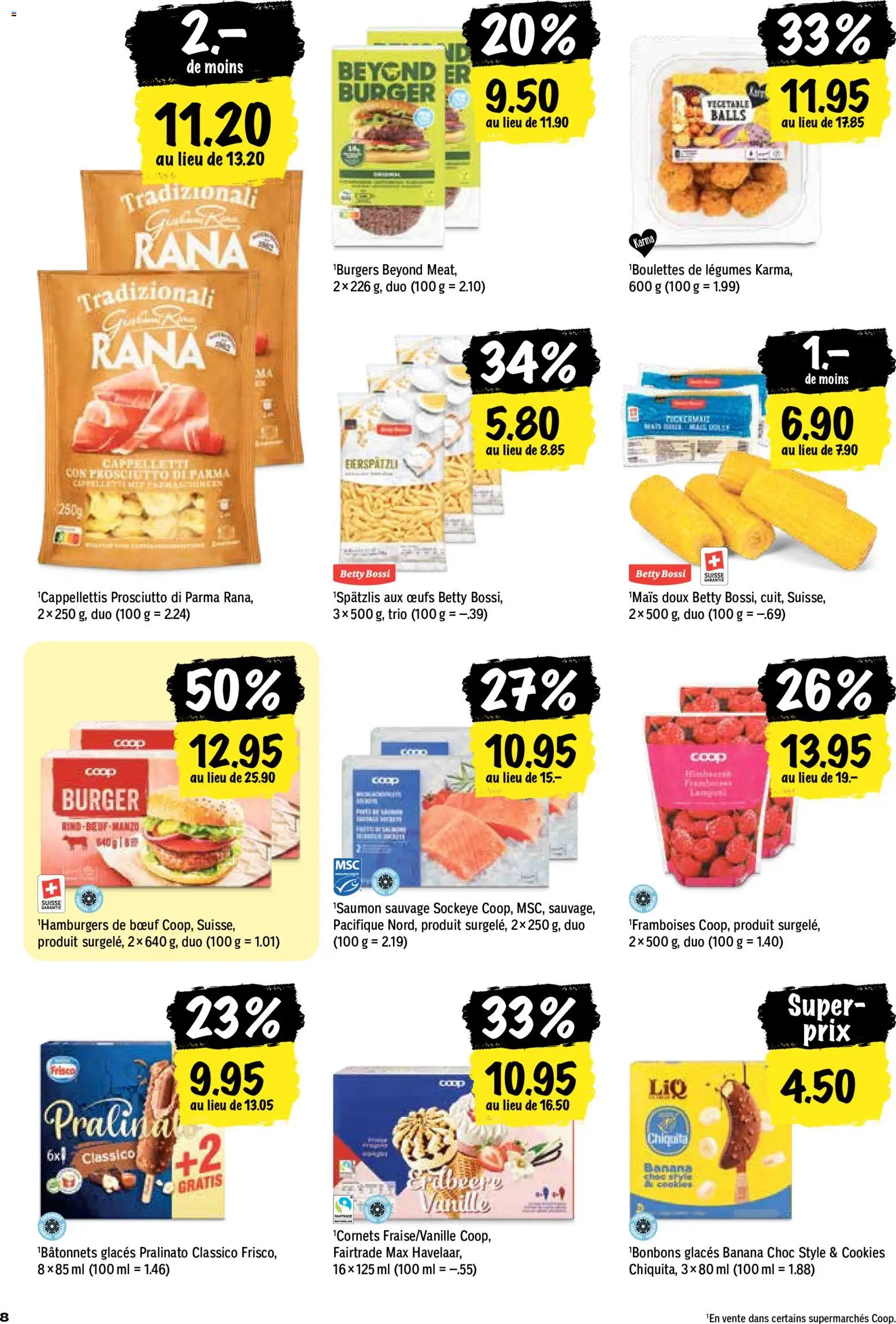 Coop aktionen FR – gültig ab 09.07.2026 | Seite: 8 | Produkte: Burger, Pasta