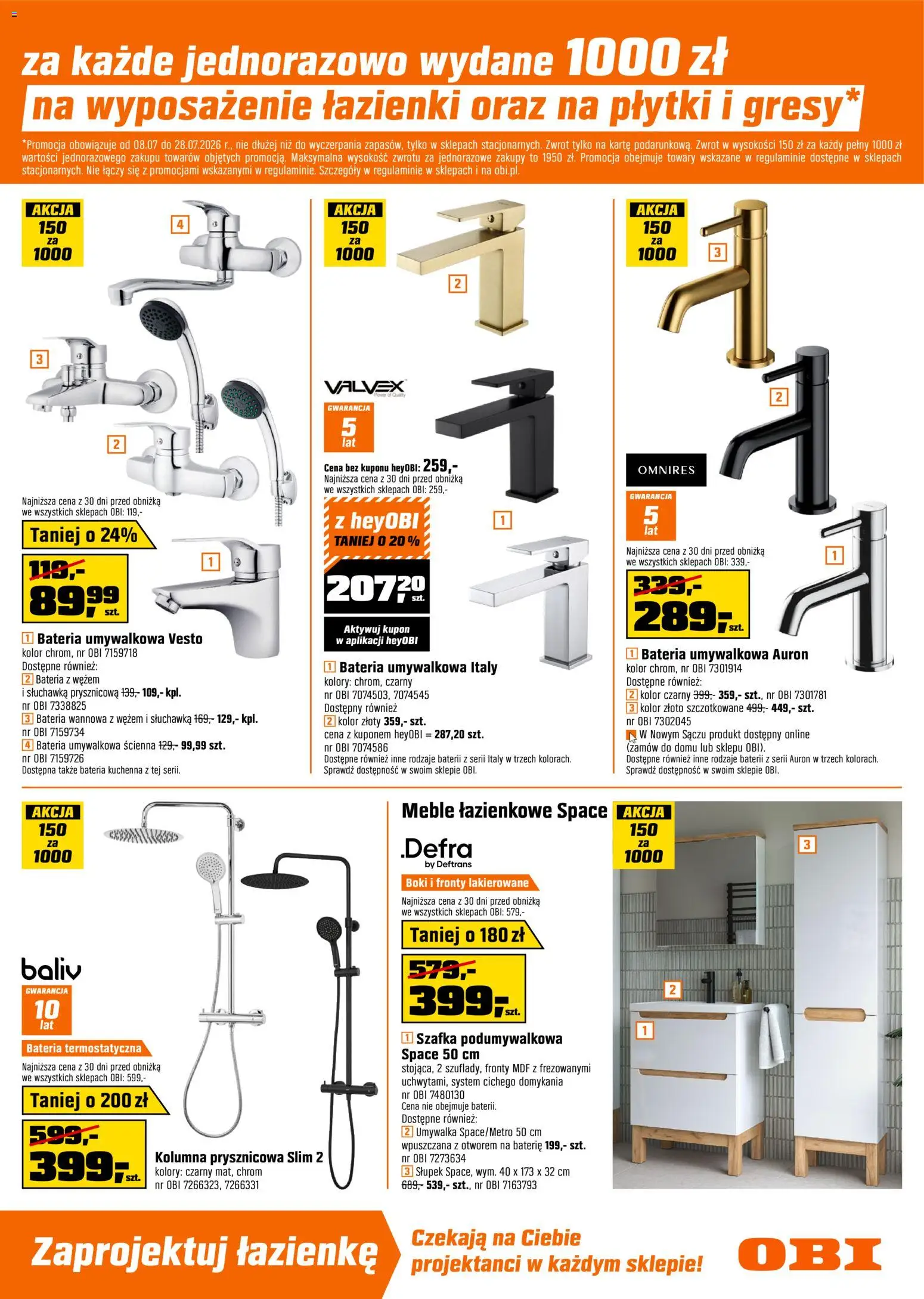 OBI gazetka od 08.07.2026 | Strona: 3 | Produkty: Baterie, Umywalka, Bateria