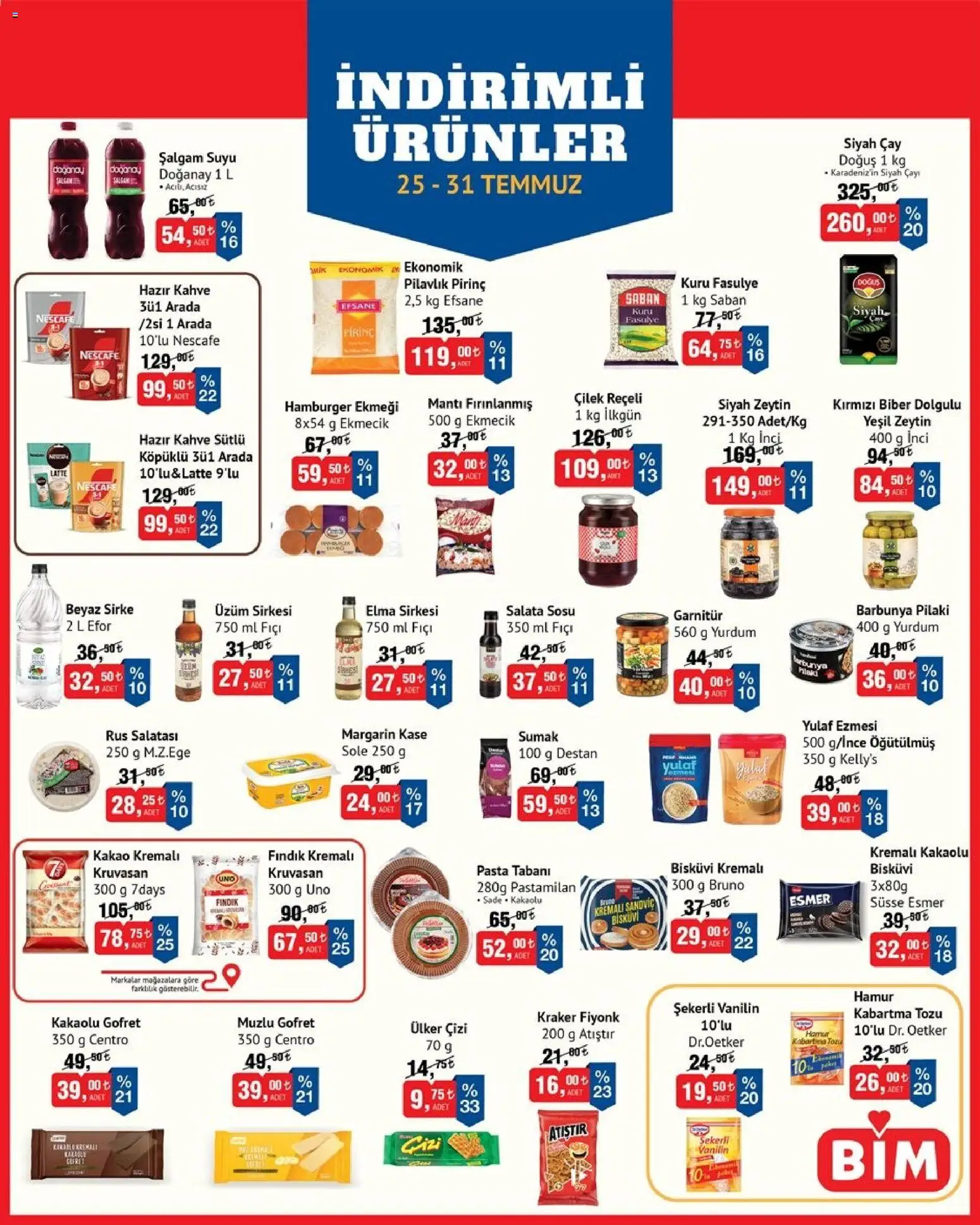 BİM Katalog - 25 Temmuz 2026 tarihinden itibaren geçerlidir | Sayfa: 1 | Ürünler: Kahve, Elma, Çilek, Salata