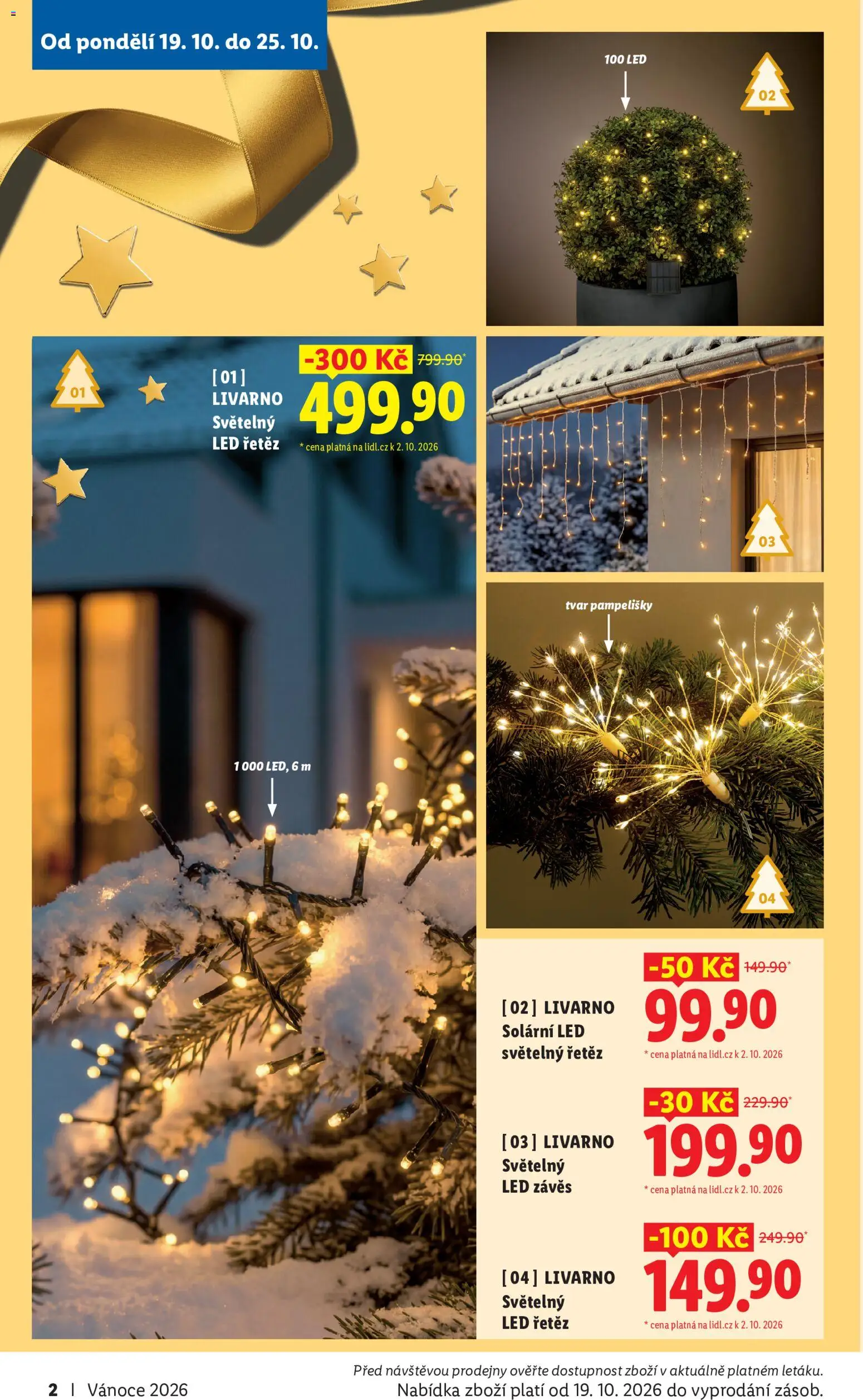 Lidl leták - Vánoční inspirace 2026 od 19.10.2026 | Strana: 2 | Produkty: Závěs, Světelný řetěz, LED