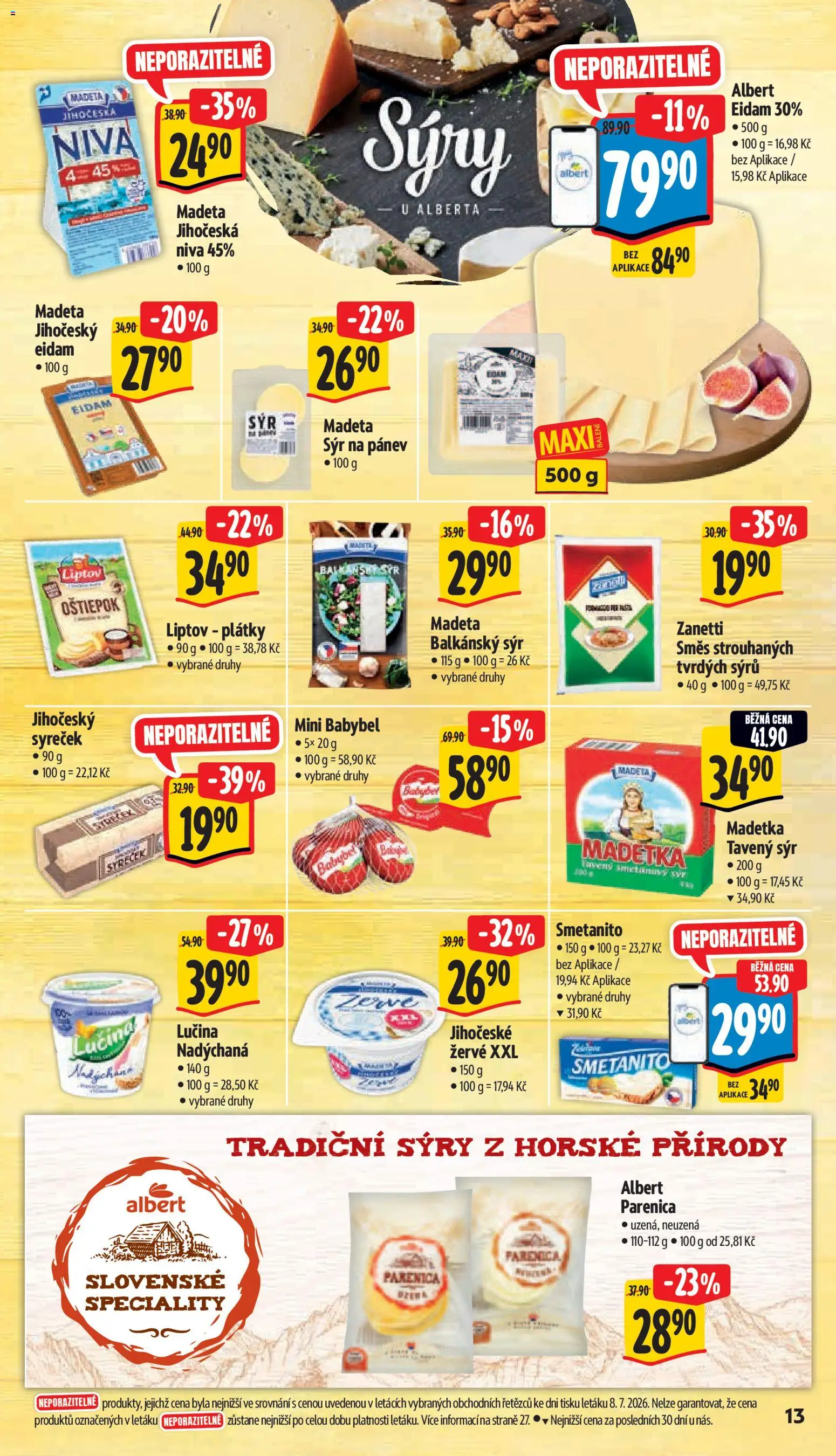 Albert leták - Hypermarket od 15.07.2026 | Strana: 23 | Produkty: Parenica, Lučina, Balkánský sýr, Speciality