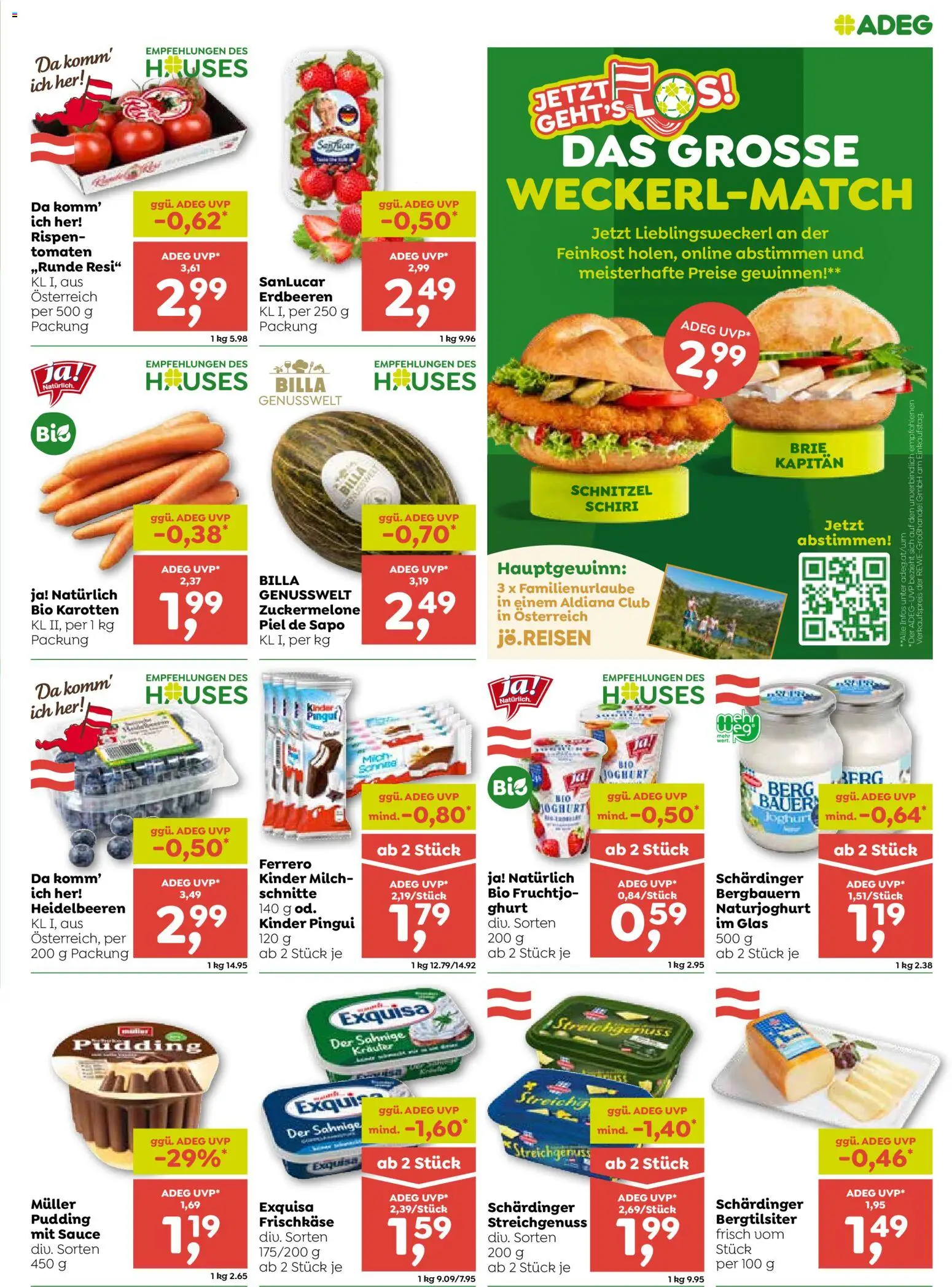 ADEG Flugblatt gültig ab 01.07.2026 | Seite: 3 | Produkte: Erdbeeren, Milch, Joghurt, Tomaten