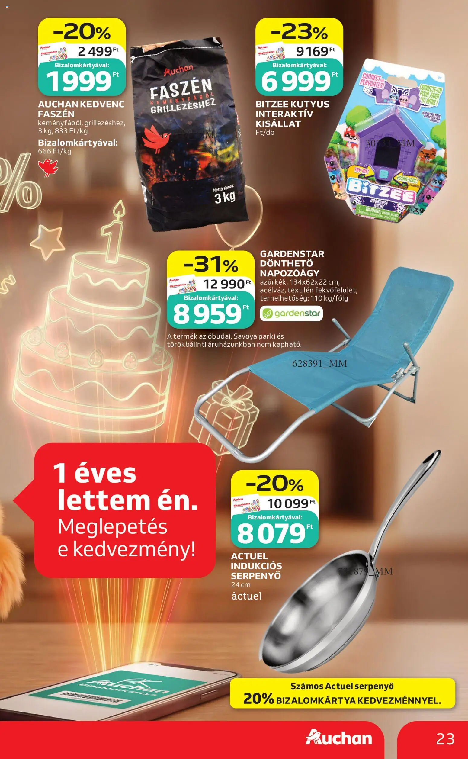 Auchan akciós ujság - amely érvényes a következő dátumtól: 21.05.2026 | Oldal: 23 | Termékek: Serpenyő, Napozóágy