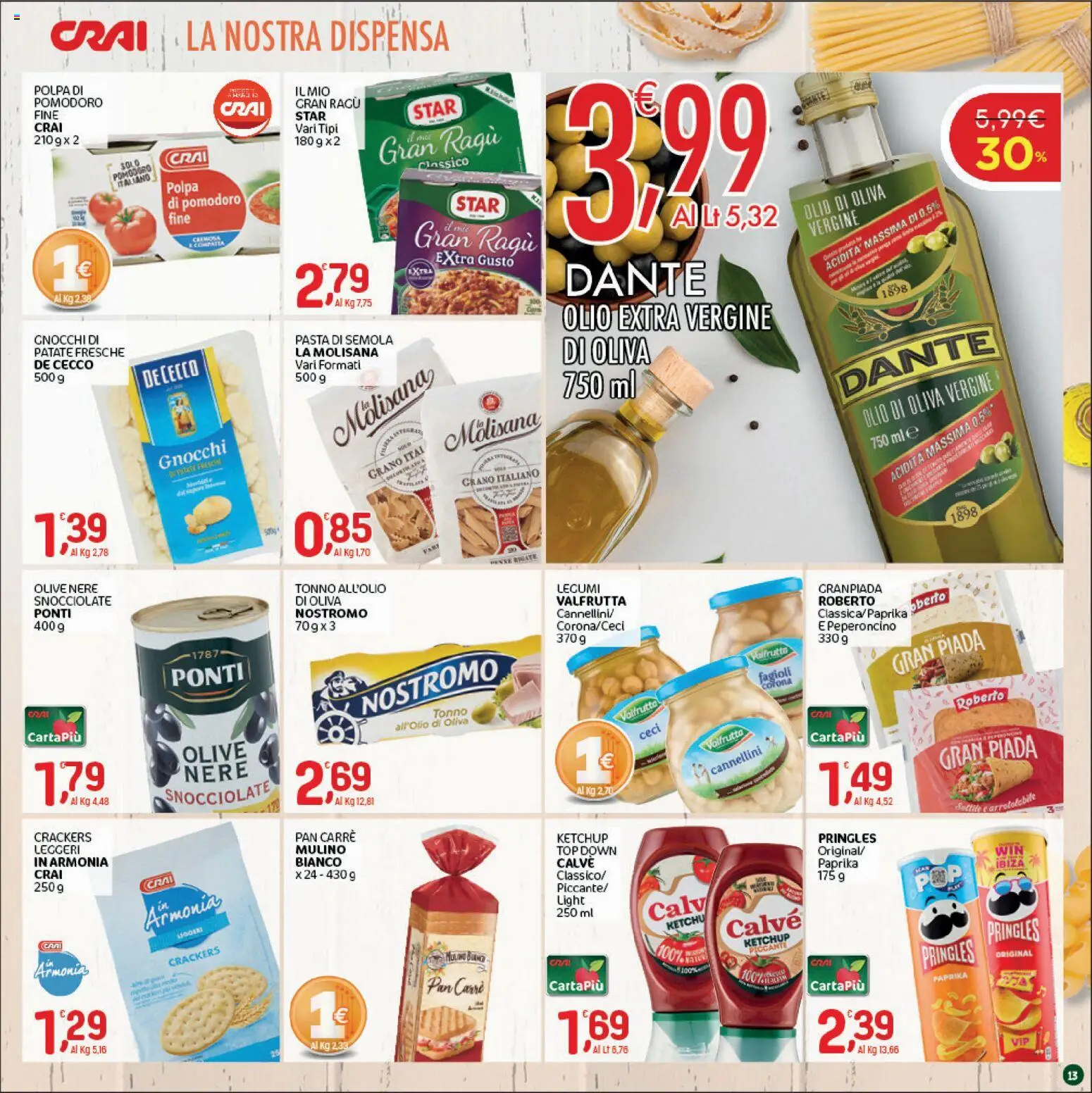 Volantino CRAI del 17/09/2026 | Pagina: 13 | Prodotti: La Molisana, Patate, Pasta di semola, Crackers