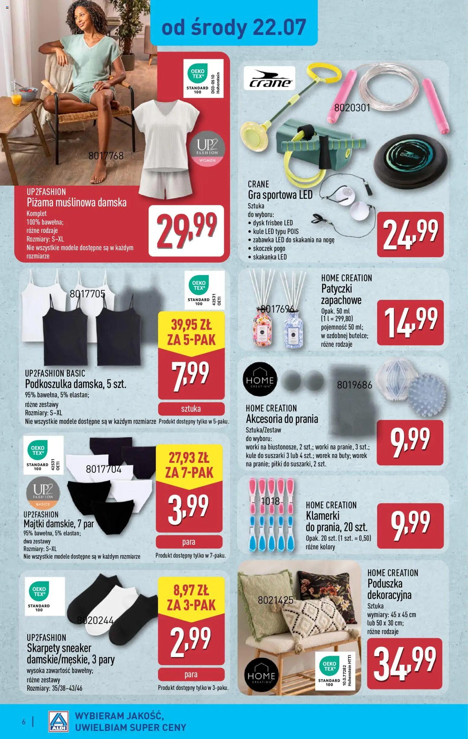 Aldi gazetka - Hity od Środy i od Soboty od 22.07.2026 | Strona: 6 | Produkty: Skarpety, Piżama, Gra, Dysk