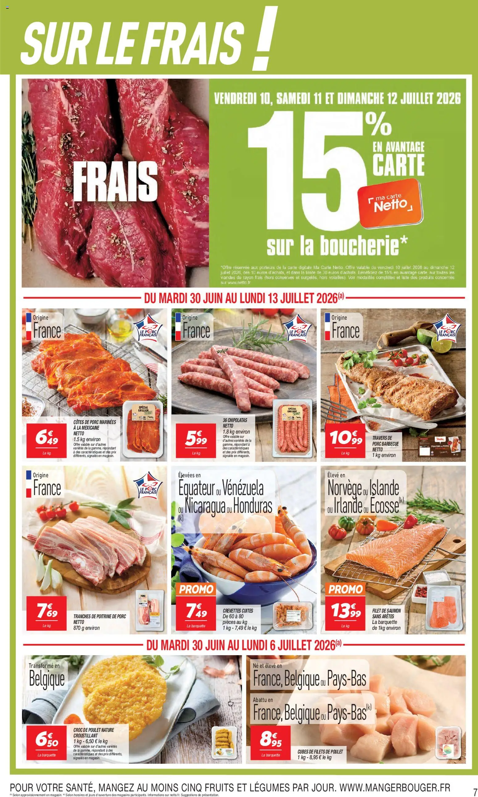 {H1} | Page: 7 | Produits: Crevettes, Filet de saumon, Porc, Saumon