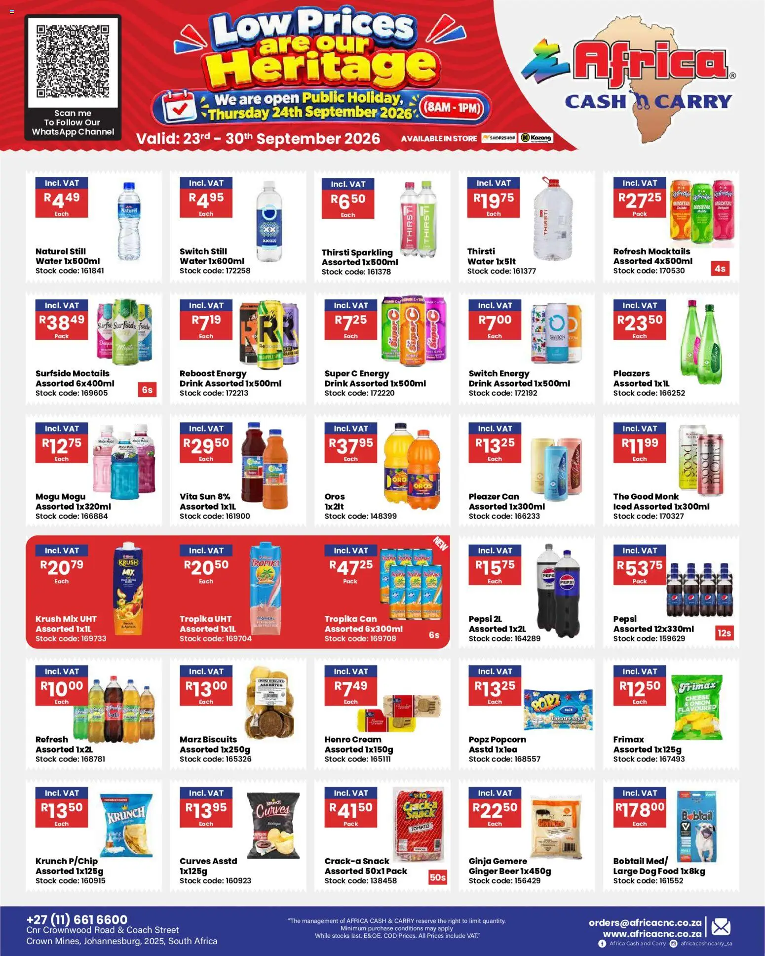New Africa Cash & Carry catalogue – valid from 23/09/2026 | Page: 24 | Products: Cheese, Popcorn, Stock, Onion