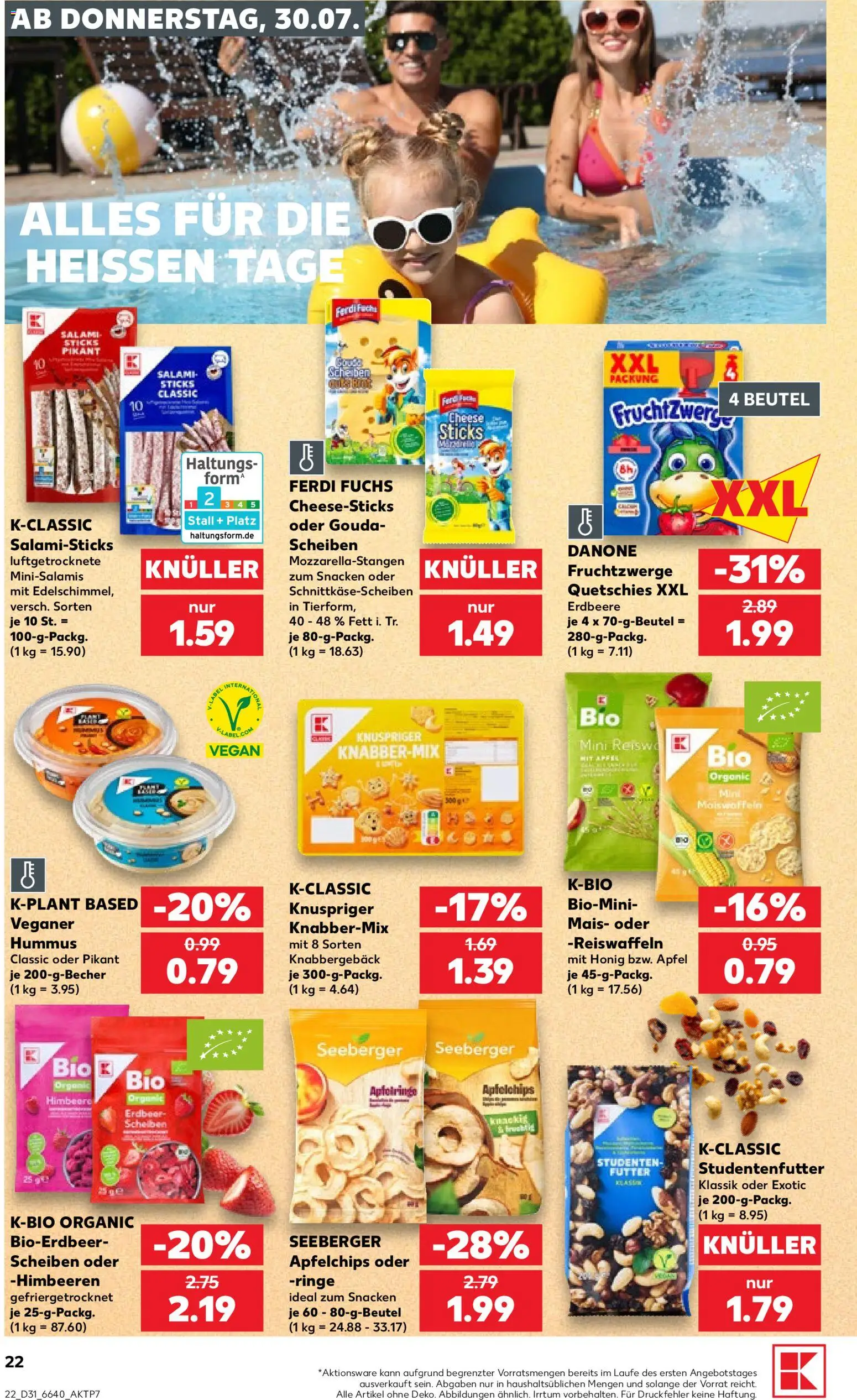 Kaufland Německo leták od 30.07.2026 | Strana: 22 | Produkty: Vegan, Hummus, Gouda, Forma