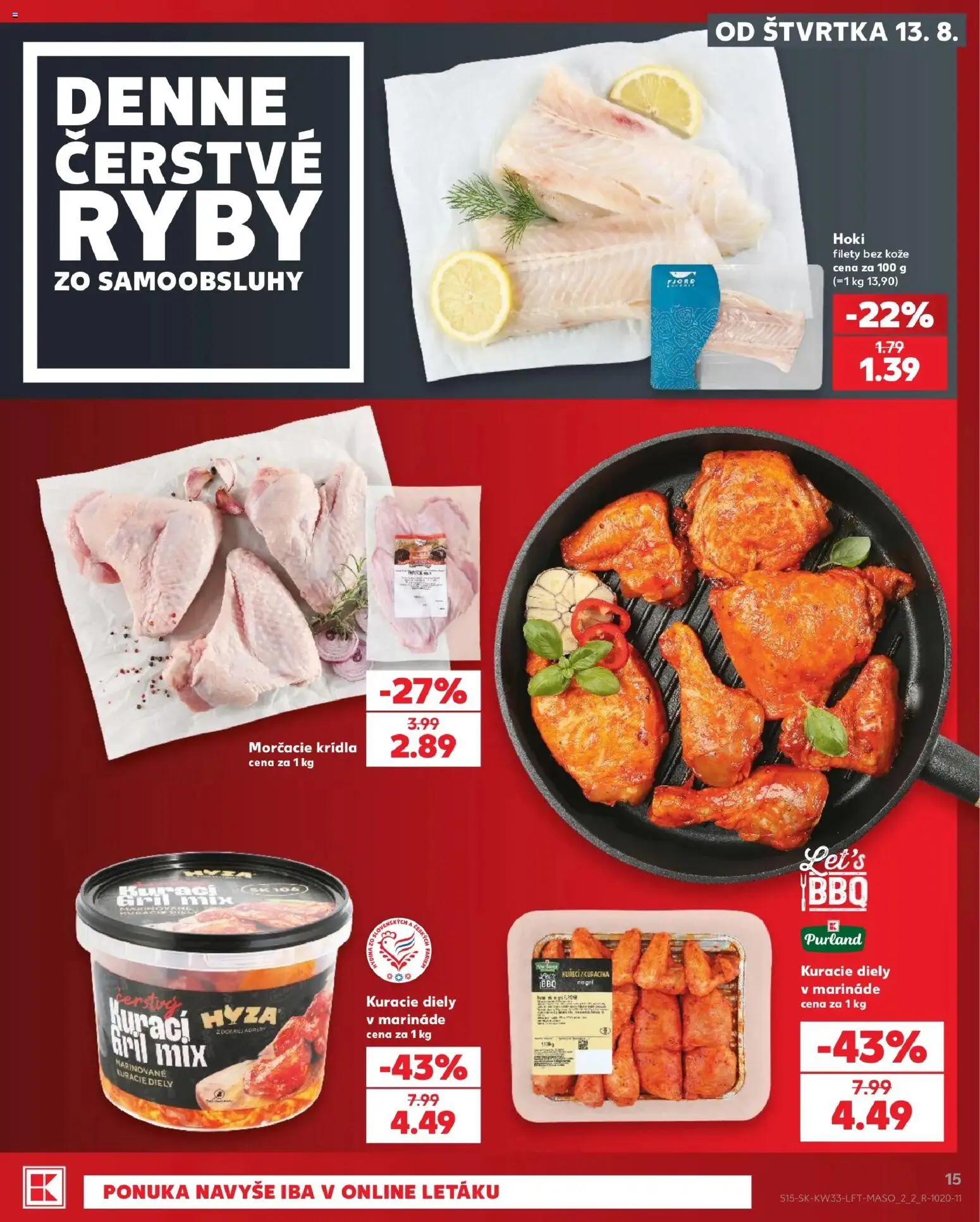 Nové Kaufland akcie – leták je platný od 13.08.2026 | Strana: 15 | Produkty: Gril, Ryby