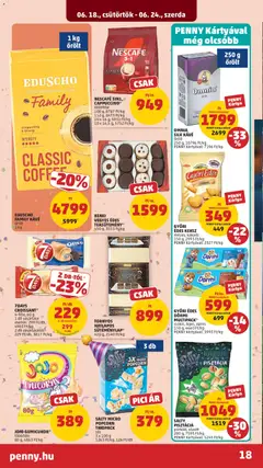 PENNY akciós újság - amely érvényes a következő dátumtól: 18.06.2026 | Oldal: 20 | Termékek: Nescafé, Gumicukor, Popcorn, Kávé