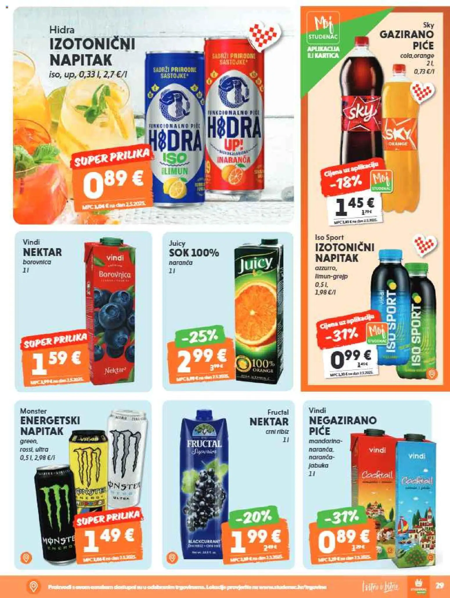 Studenac katalog | vrijedi od 17.06.2026 | Stranica: 29 | Proizvodi: Mandarina, Sok, Borovnica, Jabuka