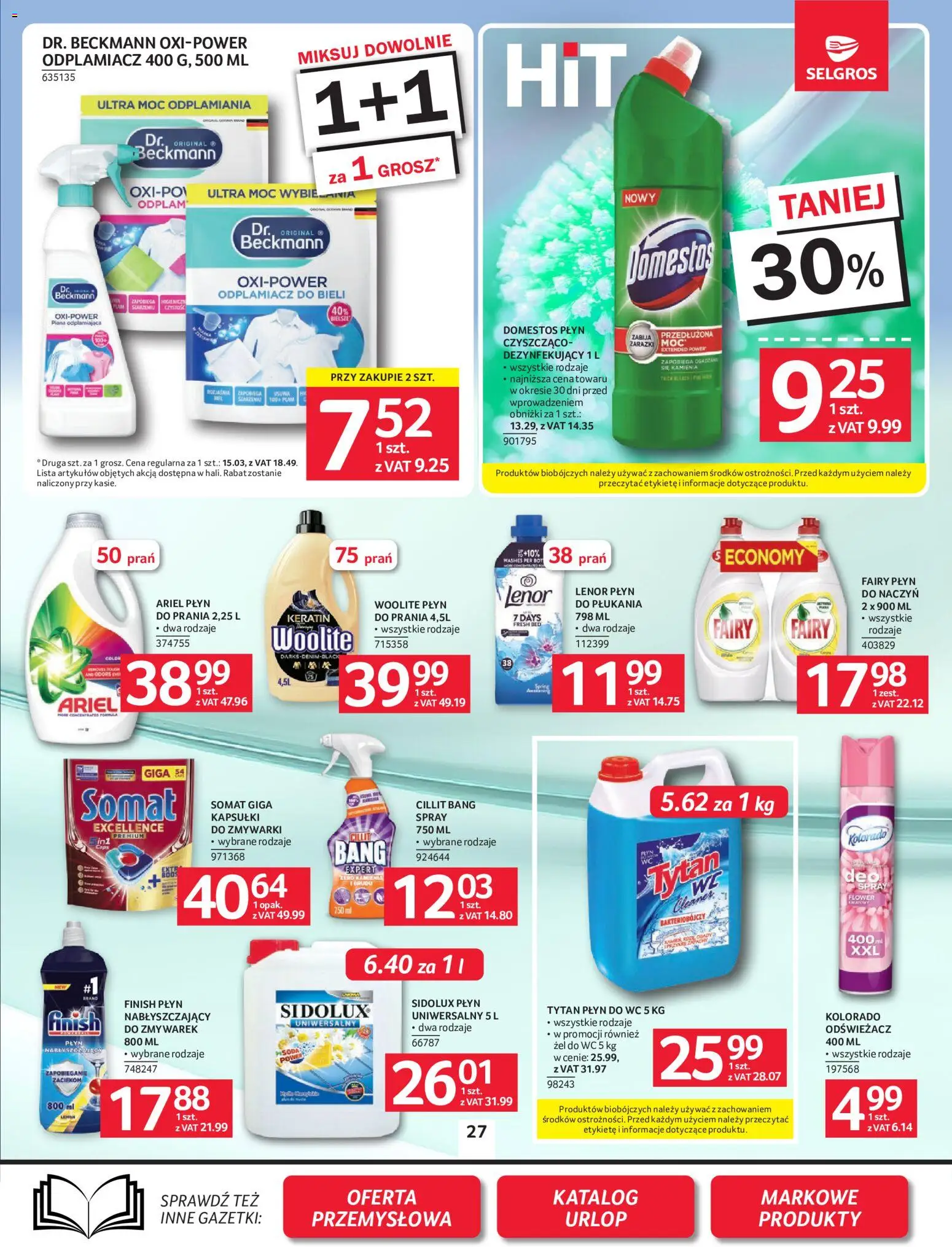 Selgros cash&carry gazetka od 02.07.2026 | Strona: 23 | Produkty: Ariel, Domestos, Fairy, Odplamiacz