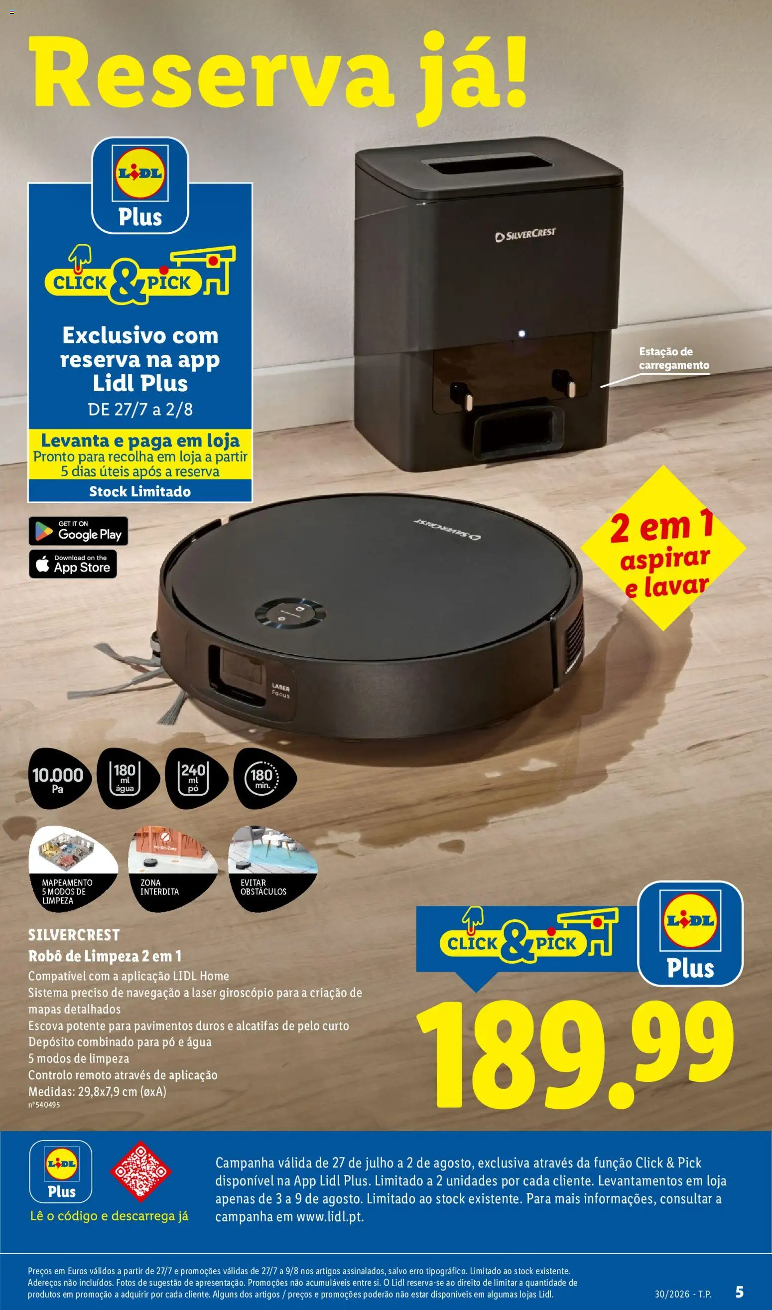 Lidl Novidades │ válido de 20/07/2026 | Página: 5 | Produtos: Agua, Robô, Pó