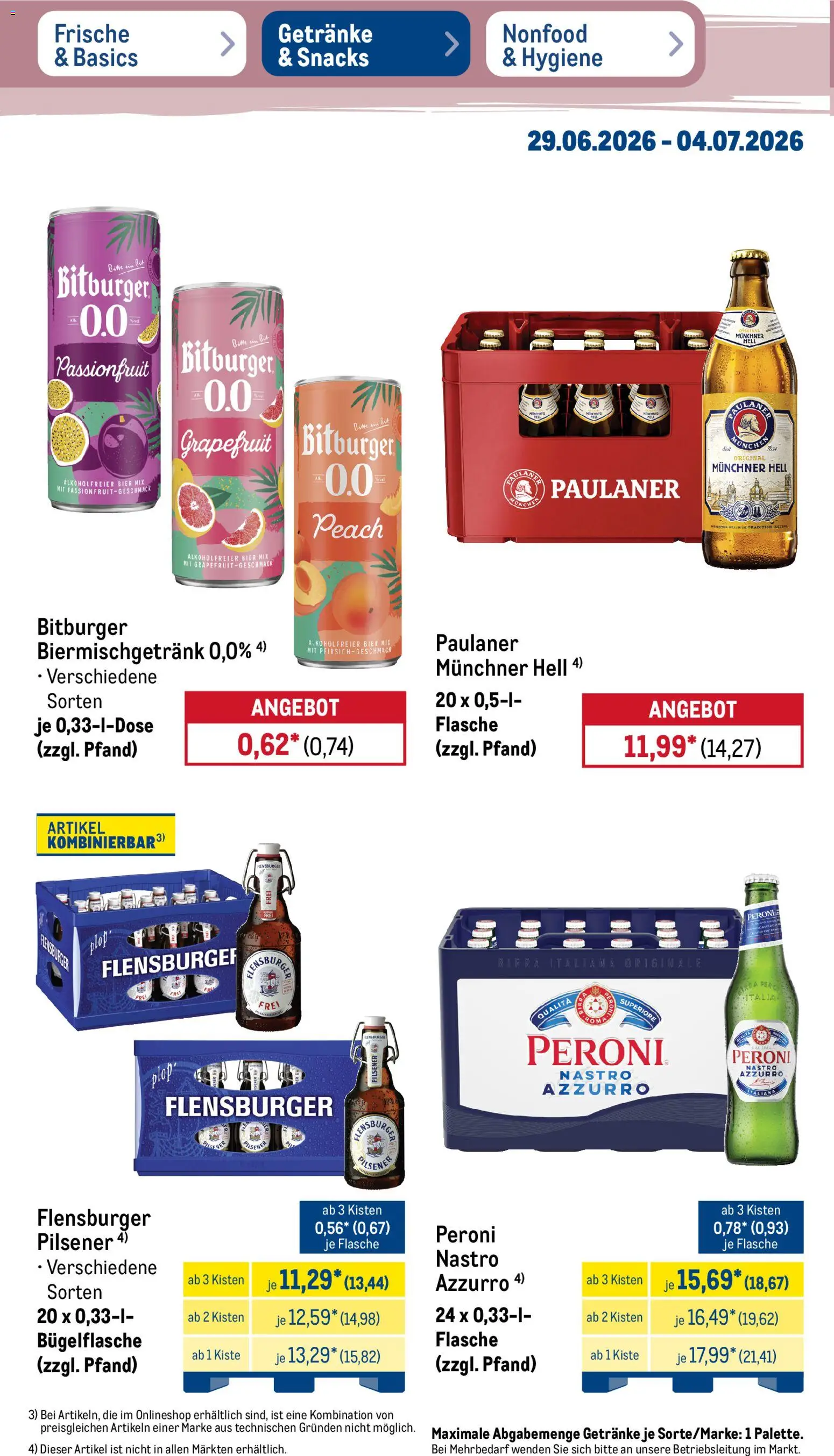 Metro Non Food & Hygiene – gültig ab 29.06.2026 | Seite: 23 | Produkte: Bitburger, Flensburger, Grapefruit, Paulaner