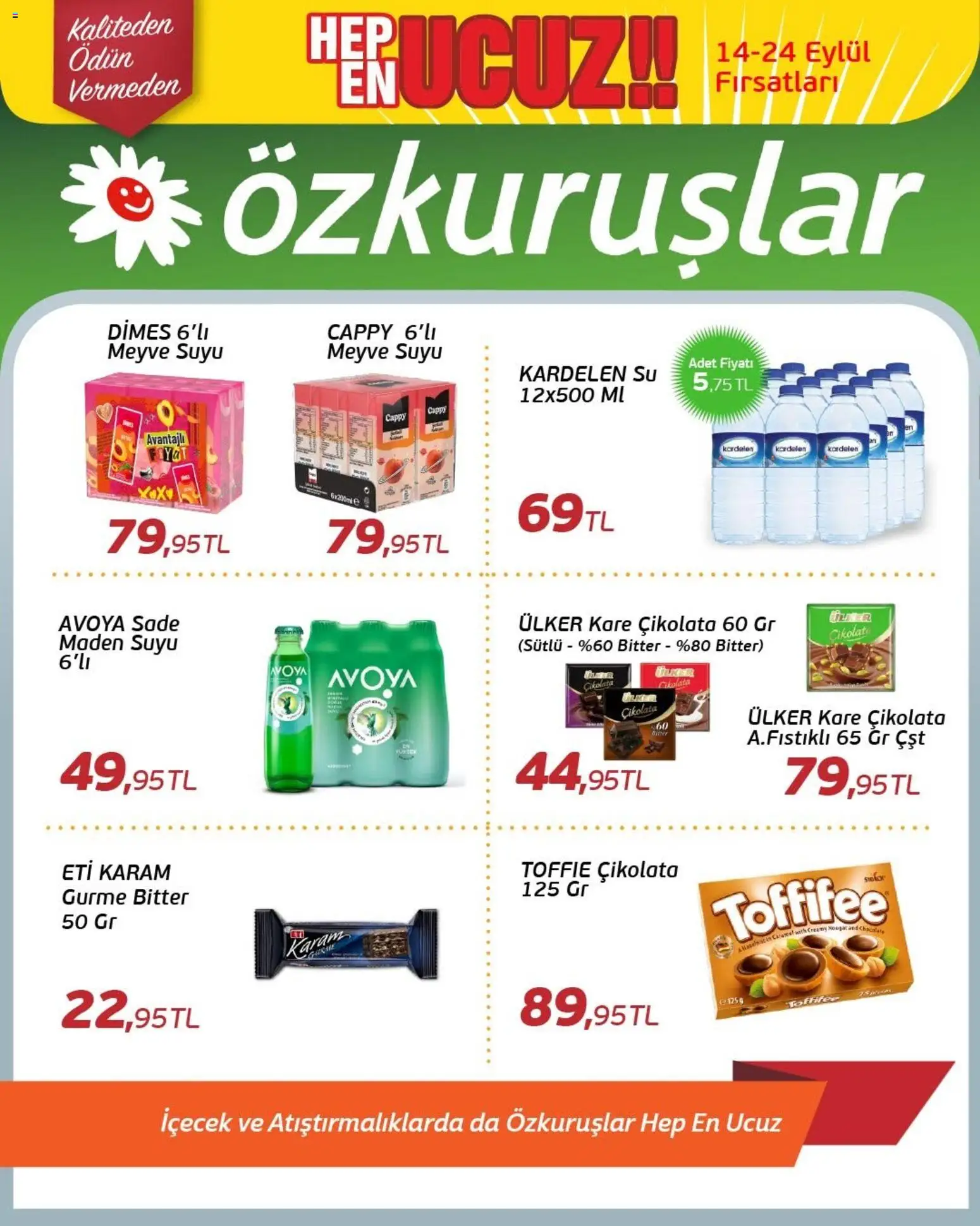 Özkuruşlar Katalog - 14 Eylül 2026 tarihinden itibaren geçerlidir | Sayfa: 5 | Ürünler: Çikolata, Meyve suyu, Meyve, Maden suyu