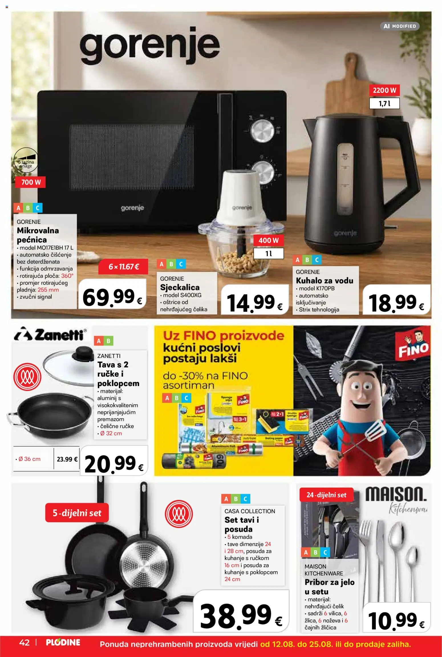 Plodine katalog | vrijedi od 12.08.2026 | Stranica: 42 | Proizvodi: Kuhalo za vodu, Pan, Pribor za jelo, Pećnica